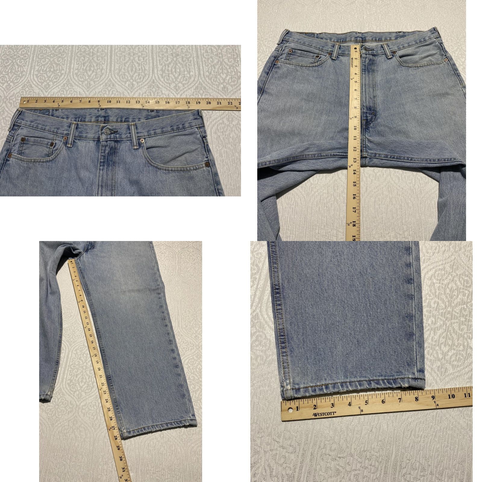 Levi's Levis 550 Jeans Mens 38x29 Blue Relaxed Fit Light Wash Denim Distressed Pants Size US 38 / EU 54 - 8 Thumbnail