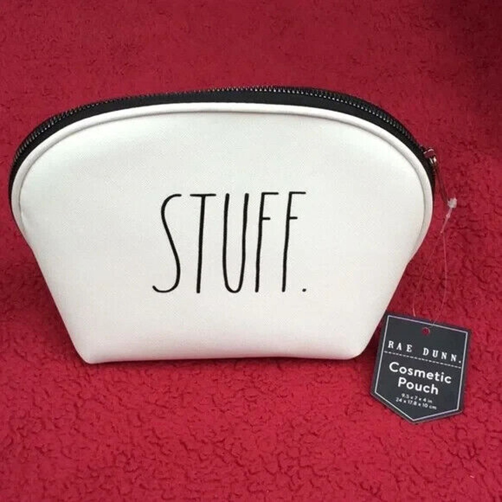 Other Rae Dunn Womens “STUFF” Cosmetic Bag White 9 .5” x 7" x 3.5” Size ONE SIZE - 2 Thumbnail