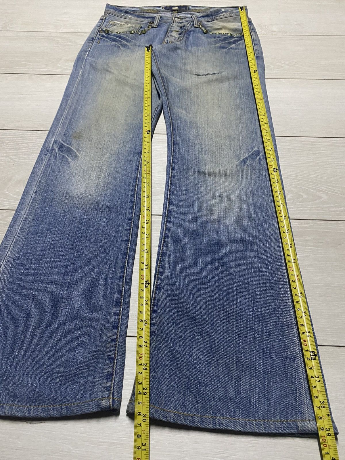 Tornado Mart Vintage Japanese Brand JC Studded Embroidered Cross Flare Size US 30 / EU 46 - 19 Thumbnail