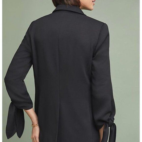 Anthropologie Cartonnier Black Tied-Sleeve Blazer Size XS / US 0-2 / IT 36-38 - 3 Thumbnail