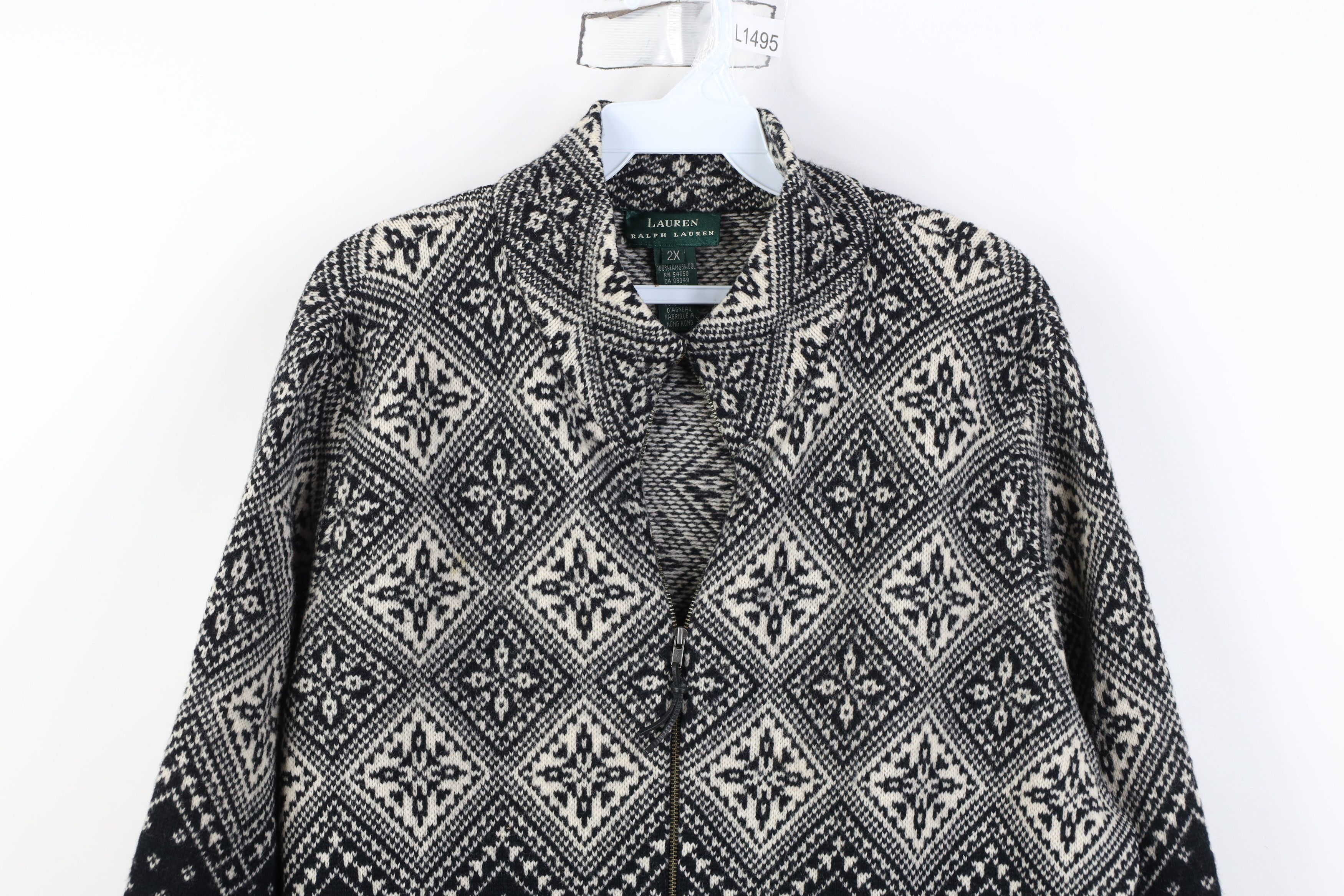 Ralph Lauren Vintage 90s Ralph Lauren Fair Isle Full Zip Cardigan Sweater Size XXL / US 16-18 / IT 52-54 - 2 Thumbnail