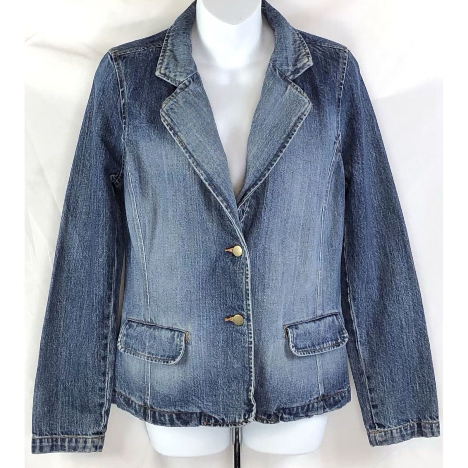 Old Navy VINTAGE Old Navy Jacket Denim Blue Jean Button Pockets Y2K Grunge Hippie Womens S Size 28" / US 6 / IT 42 - 5 Thumbnail