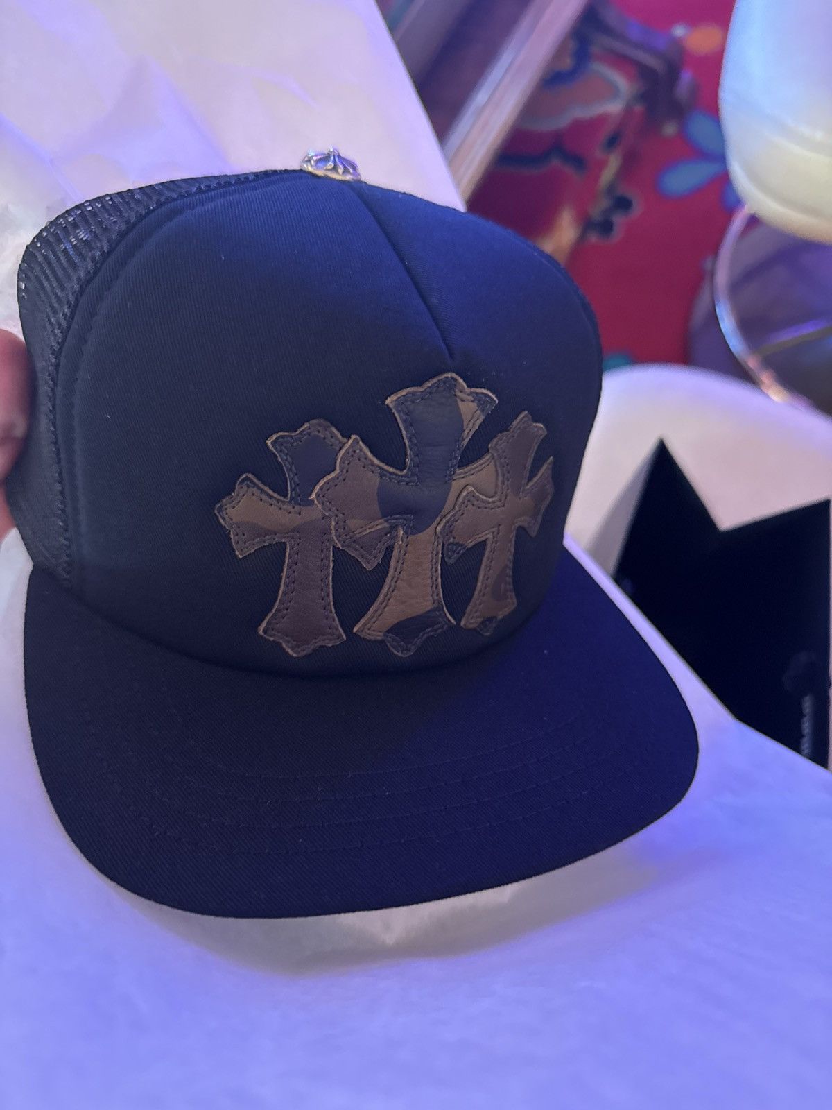 Chrome Hearts Chrome Hearts Cemetery Cross Leather Patch Trucker Hat Size ONE SIZE - 4 Thumbnail