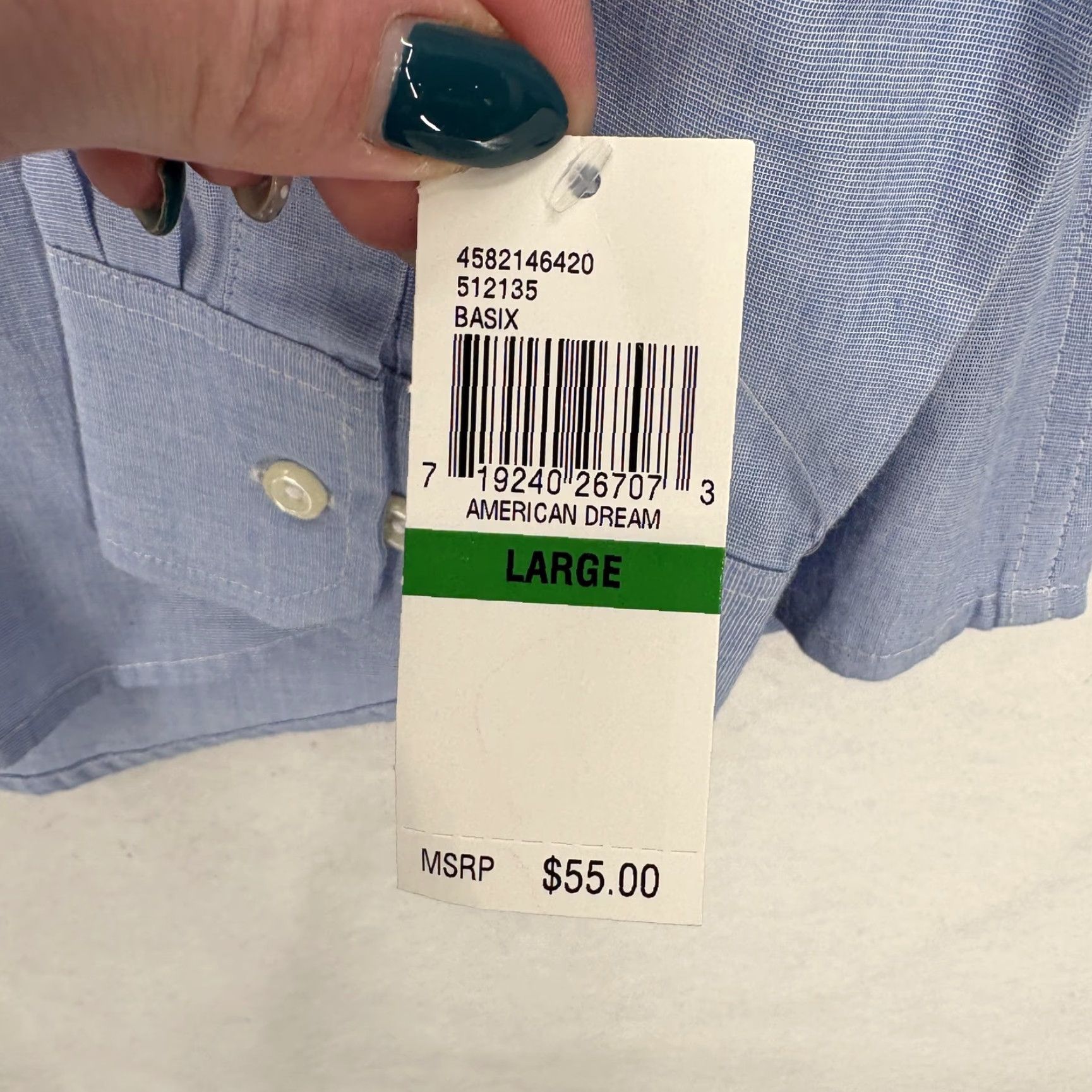 Izod VINTAGE: IZOD Shirt Mens L Blue Solid Long Sleeve Button Up Pocket Cotton Casual NWT Size US L / EU 52-54 / 3 - 6 Thumbnail