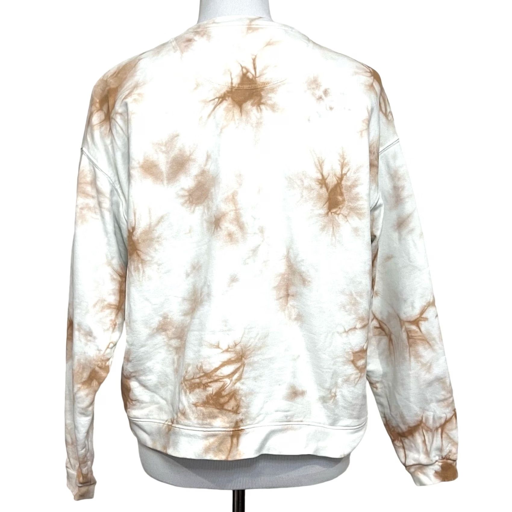 Madewell Madewell Tie-Dye Sweatshirt Crewneck Pullover (Re)sourced Cotton White Tan Sz S Women Long Sleeve Pullover Tan 100% Cotton Vintage? Size S / US 4 / IT 40 - 7 Thumbnail