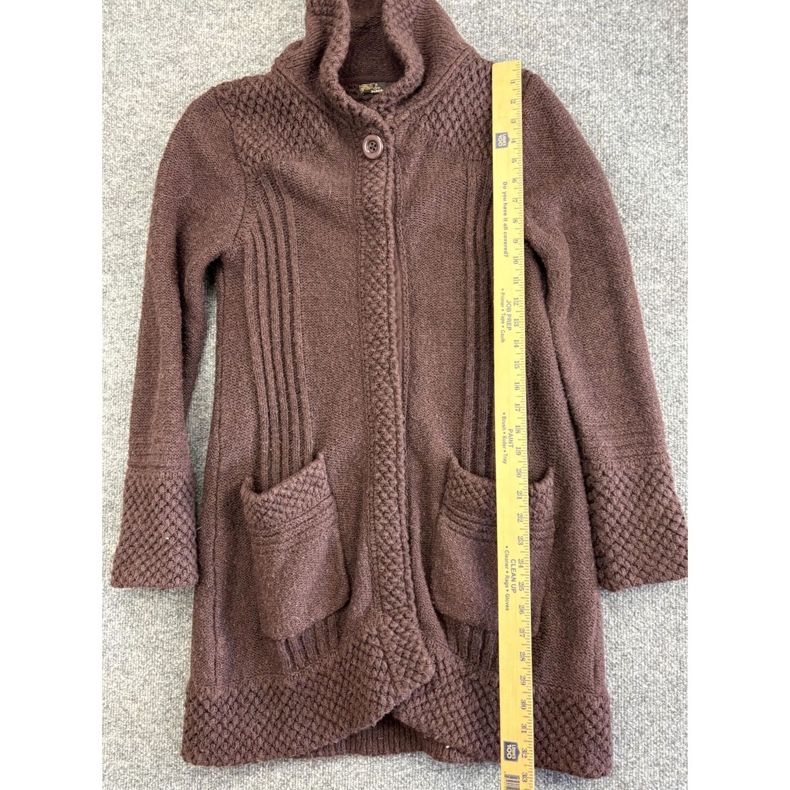 Prana prAna Cardigan Womens Medium Brown Long Knit Shawl Collar Pockets W3180540 Size M / US 6-8 / IT 42-44 - 4 Thumbnail
