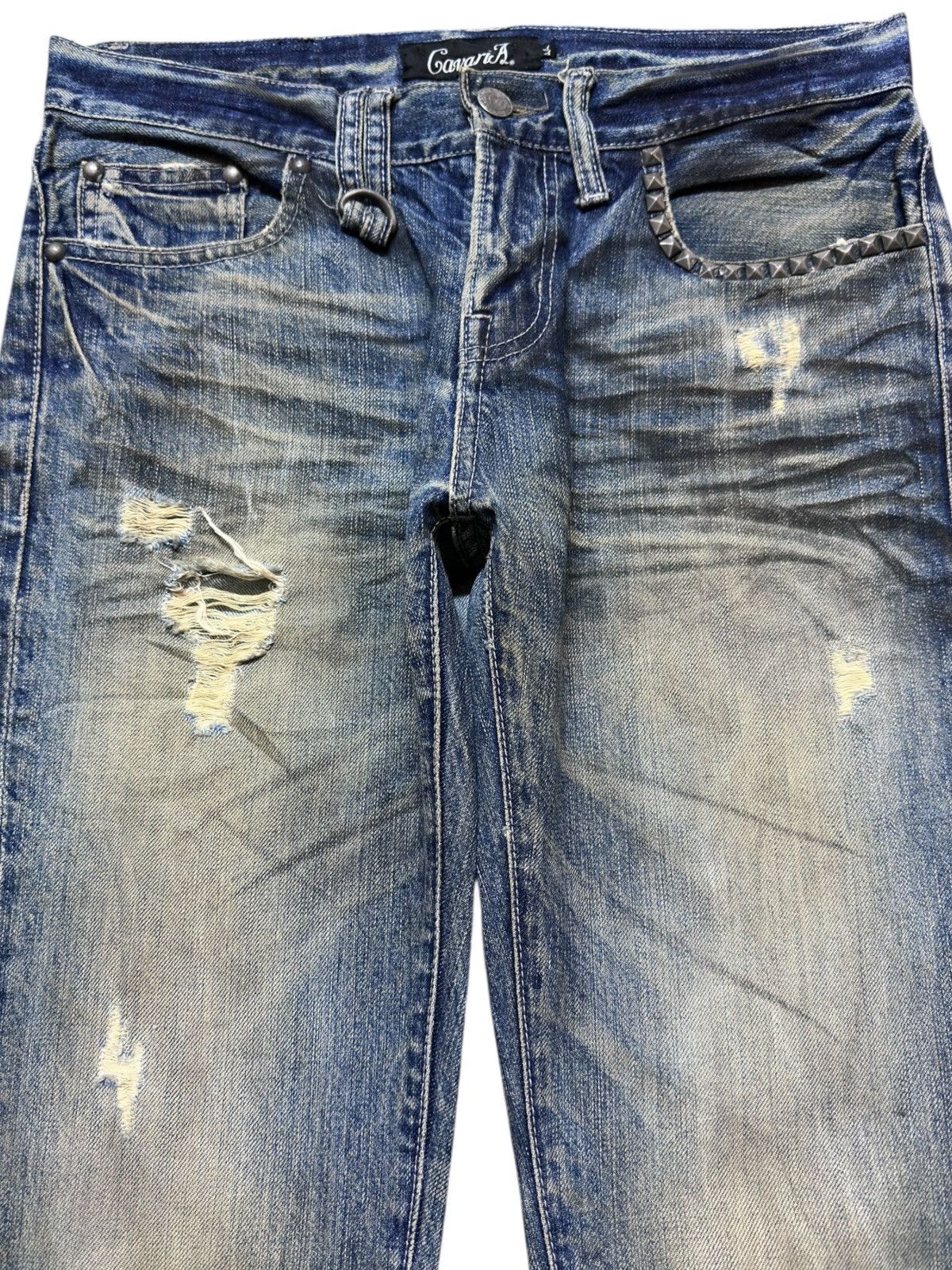 Hysteric Glamour Vintage Cavaria Flare Whiskers Studded Distressed Denim Size US 30 / EU 46 - 2 Thumbnail