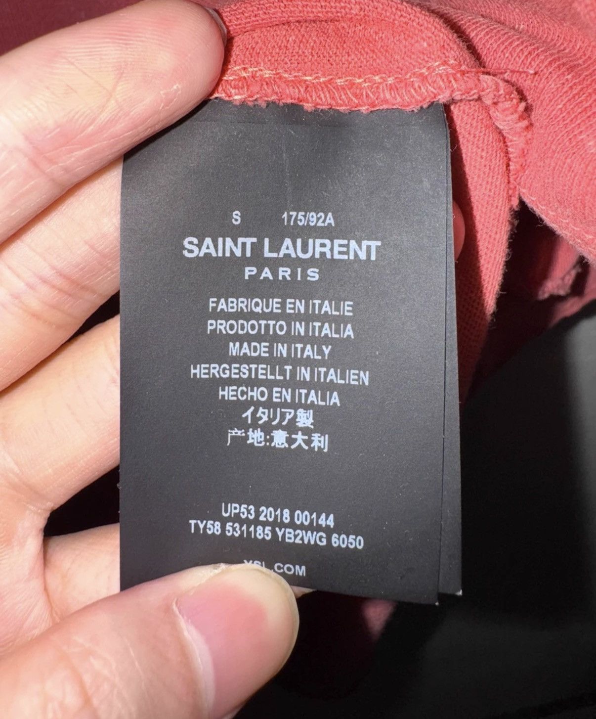 Saint Laurent Paris SLP 18SS Pink Graphic Distressed Slogan Short Sleeve T-Shirt Size US S / EU 44-46 / 1 - 8 Thumbnail