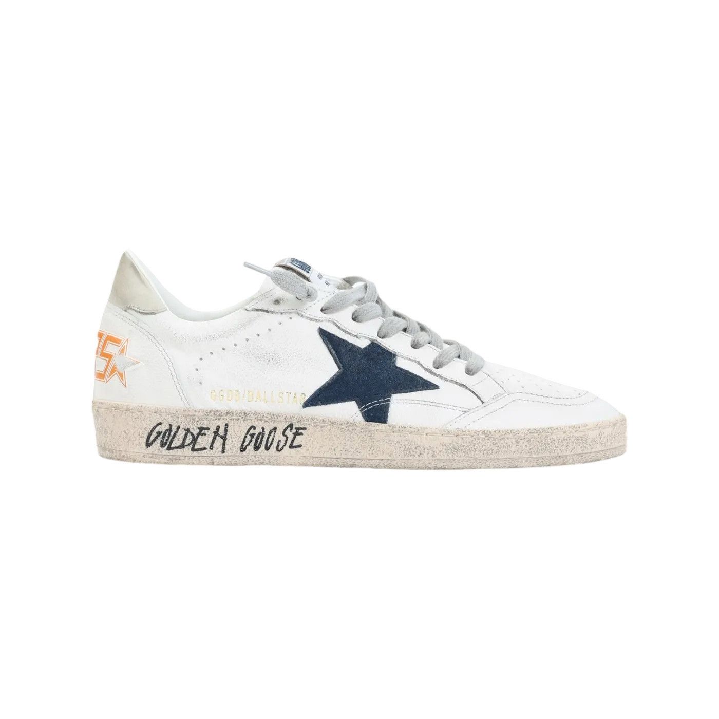 GOLDEN GOOSE Ball Star Men's White/Blue Leather Sneakers New