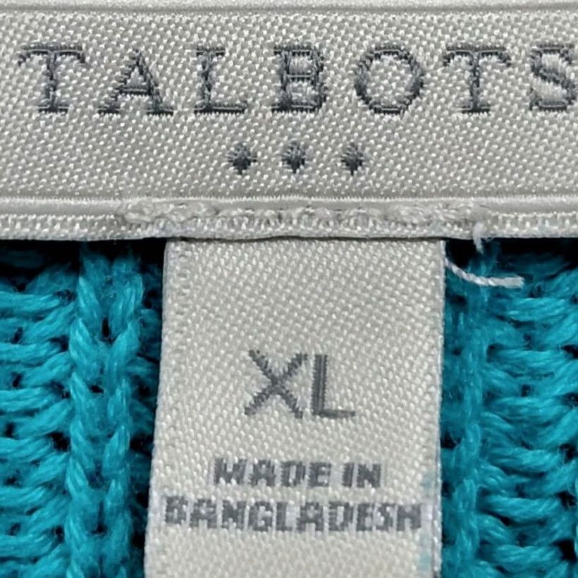 Talbots TALBOTS 100% Cotton Sweater Teal Solid Knit Women XL Crew Neck Long Sleeve Pullover Casual Travel Vintage No Size XL / US 12-14 / IT 48-50 - 3 Thumbnail