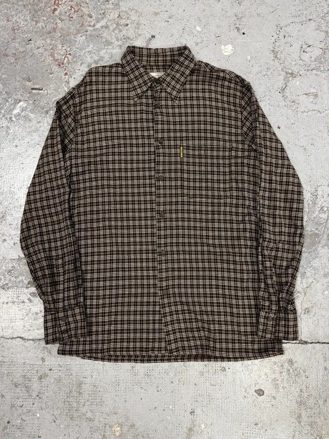 Armani 1990s Armani Checkered Khaki Green Shirt Size US S / EU 44-46 / 1 - 1 Thumbnail