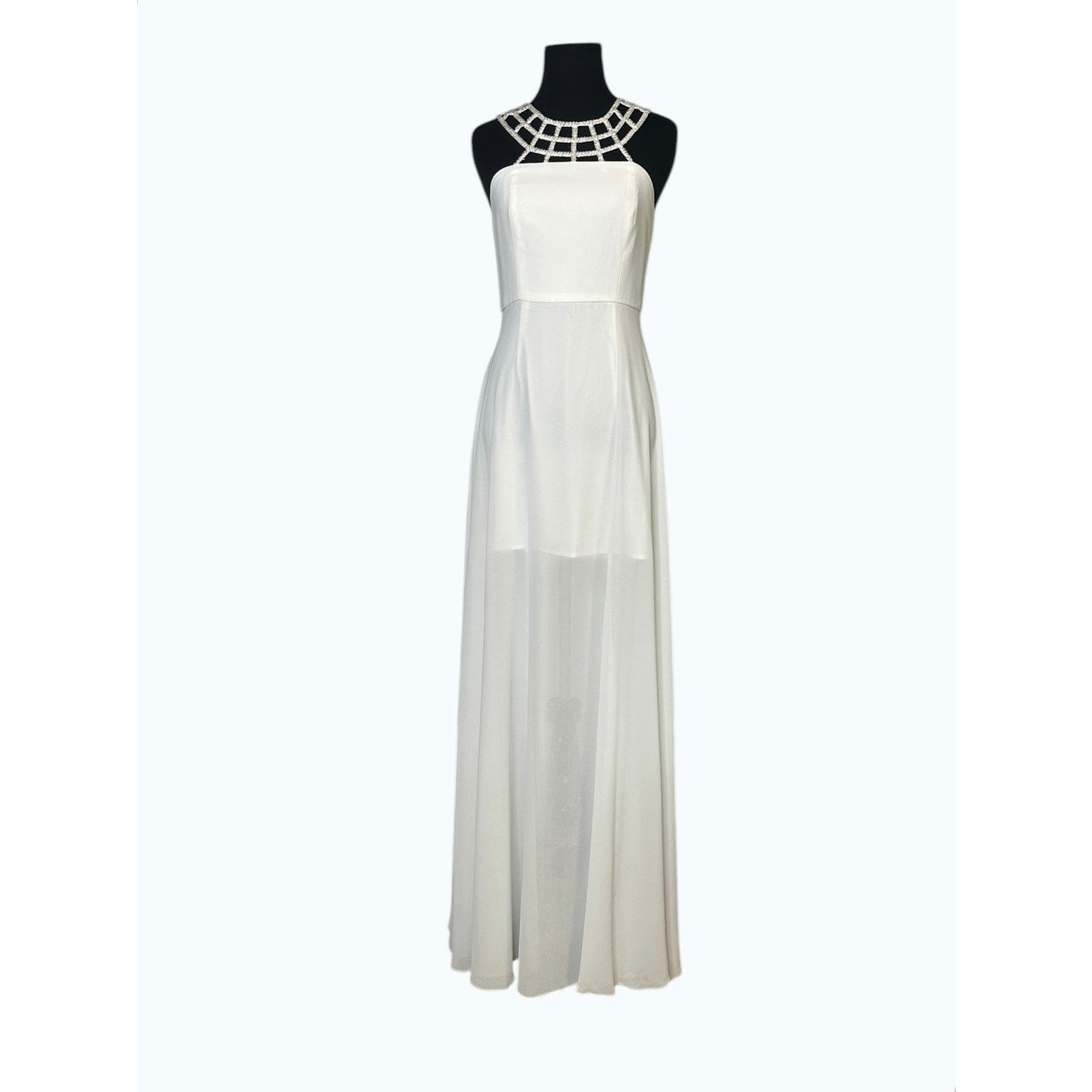 GB GB white neck embellished detail long wedding dress size S Size S / US 4 / IT 40 - 1 Thumbnail