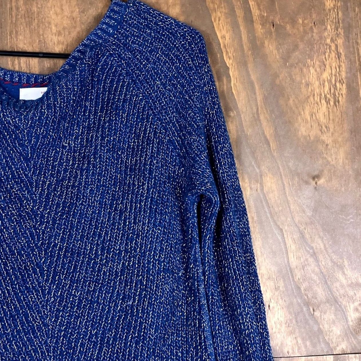 Banana Republic Banana Republic Womens Sweater Blue Metallic Heritage Knit V Neck Ribbed Small Knit Shirt Pullover Casual Womens Size S / US 4 / IT 40 - 5 Thumbnail