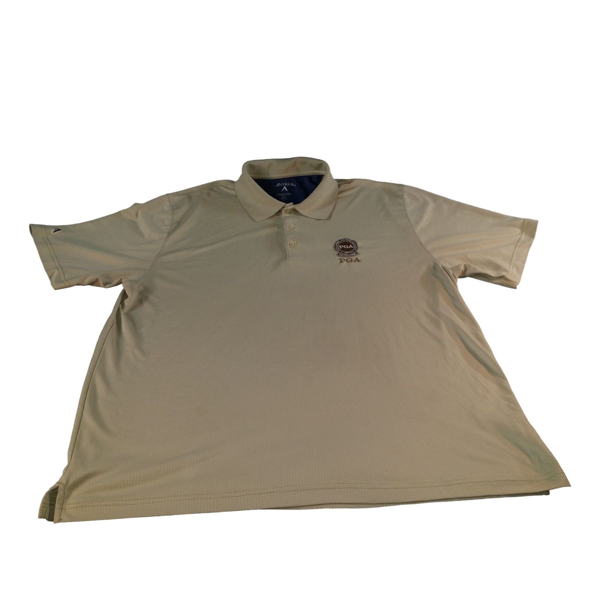 Antigua PGA Golf Polo Men Sz XL Antigua Cream Desert Dry Xtra Lite S Size US XL / EU 56 / 4 - 1 Thumbnail