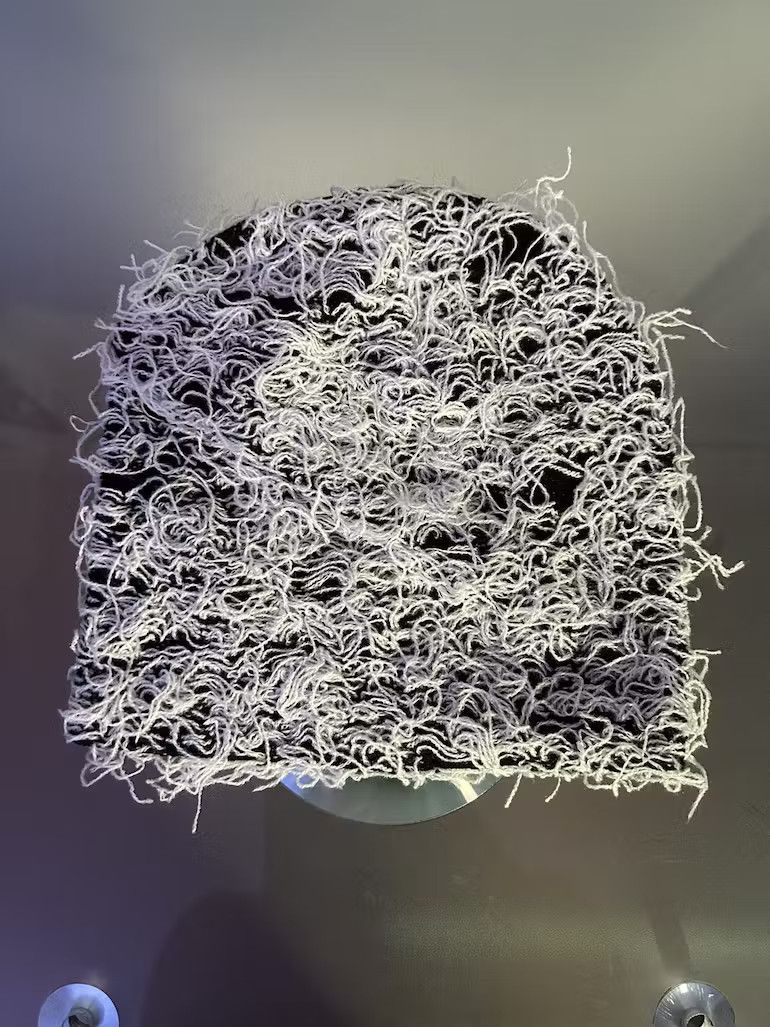 image of Vintage Distressed Knitted Beanie (White), Men's
