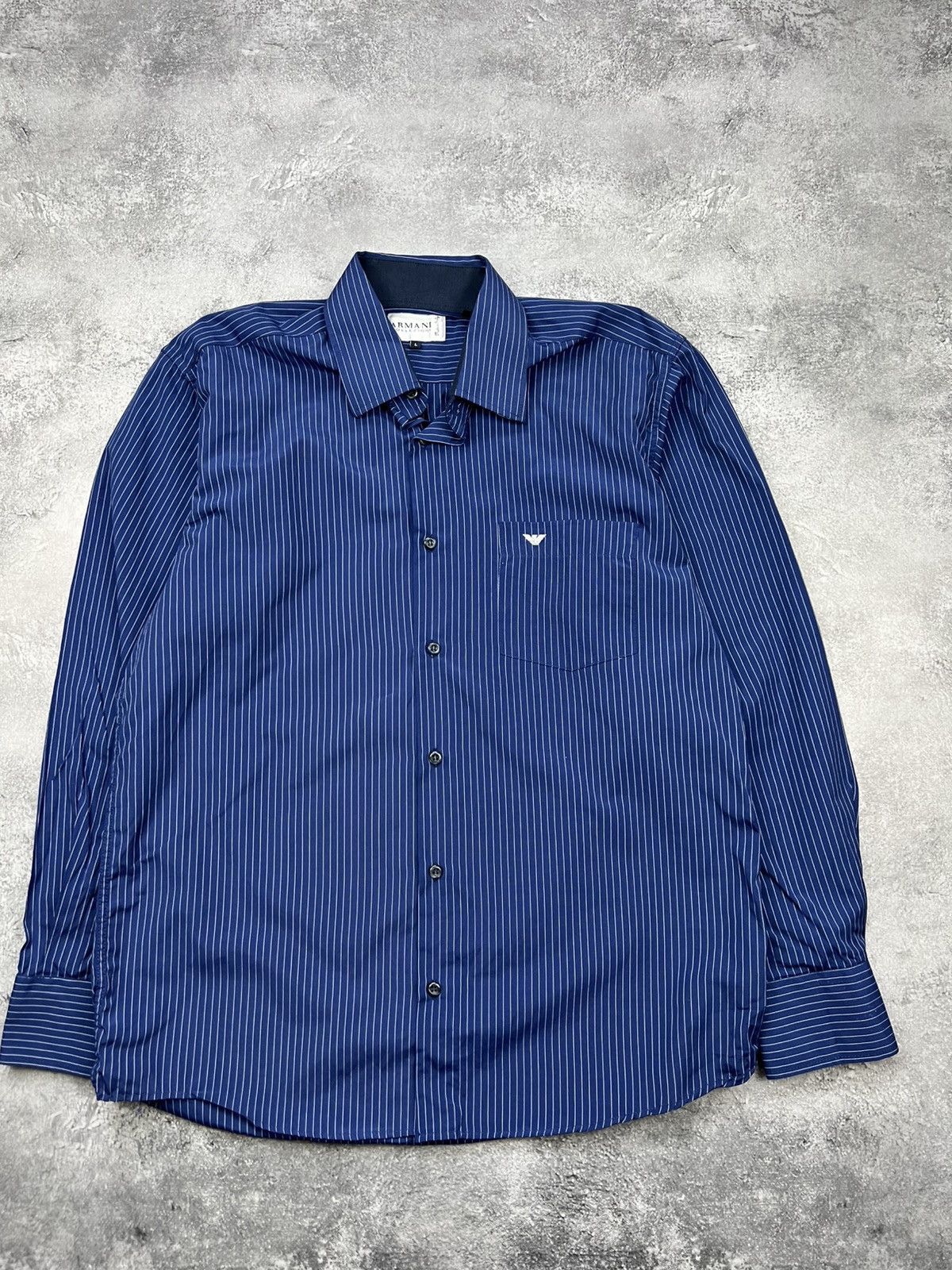 Armani Collezioni Armani Collezioni Blue Striped Mens Button Up Shirt Classic Size US L / EU 52-54 / 3 - 1 Thumbnail