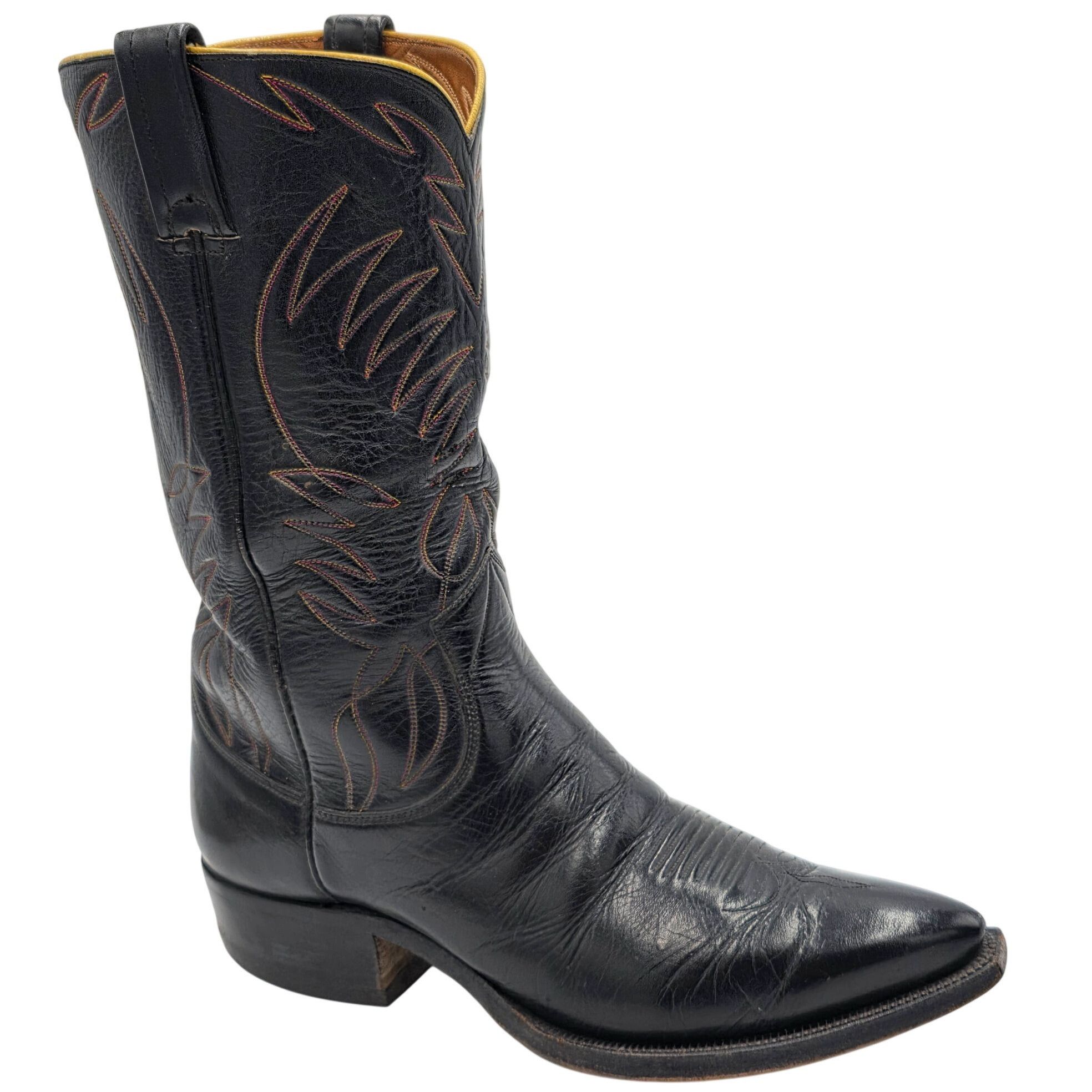 Justin Boots 1950s? Vintage Justin Boots Black Leather Men 10.5D Snip-toe Size US 10.5 / EU 43-44 - 17 Thumbnail