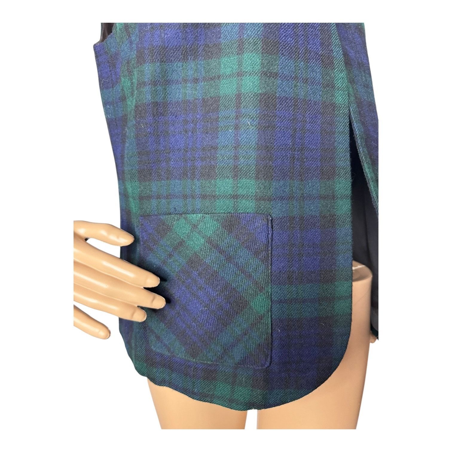 Vintage Vtg Plaid Green wool open front pocketed vest lined medium Size M / US 6-8 / IT 42-44 - 17 Thumbnail