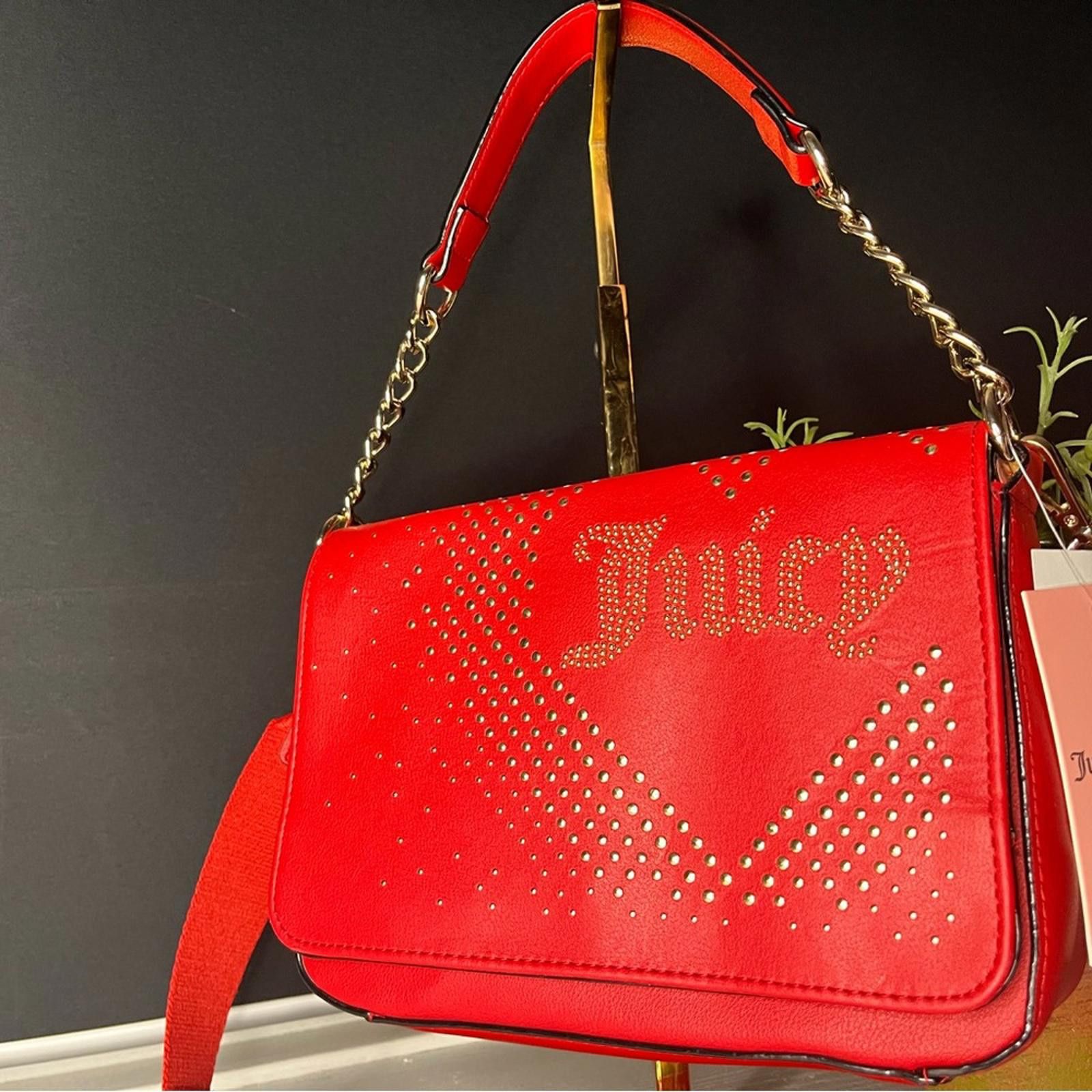Juicy Couture Jeans Juicy Couture Red Lovely Day Flap Studded Crossbody Bag NWT Size ONE SIZE - 1 Thumbnail