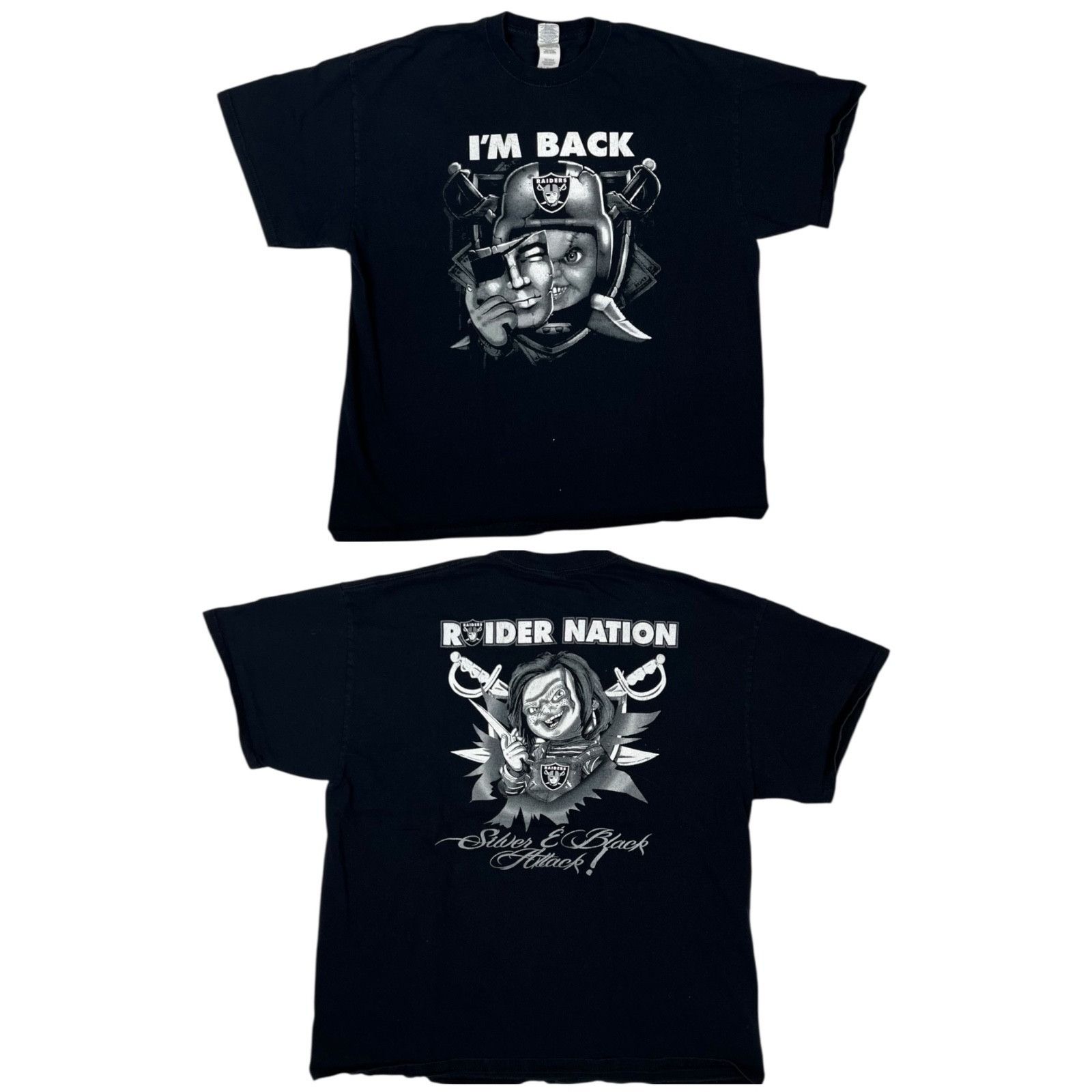 Gildan Vintage Oakland Raiders T-Shirt Size XL Y2K Raider Nation Ch Size US XL / EU 56 / 4 - 1 Thumbnail