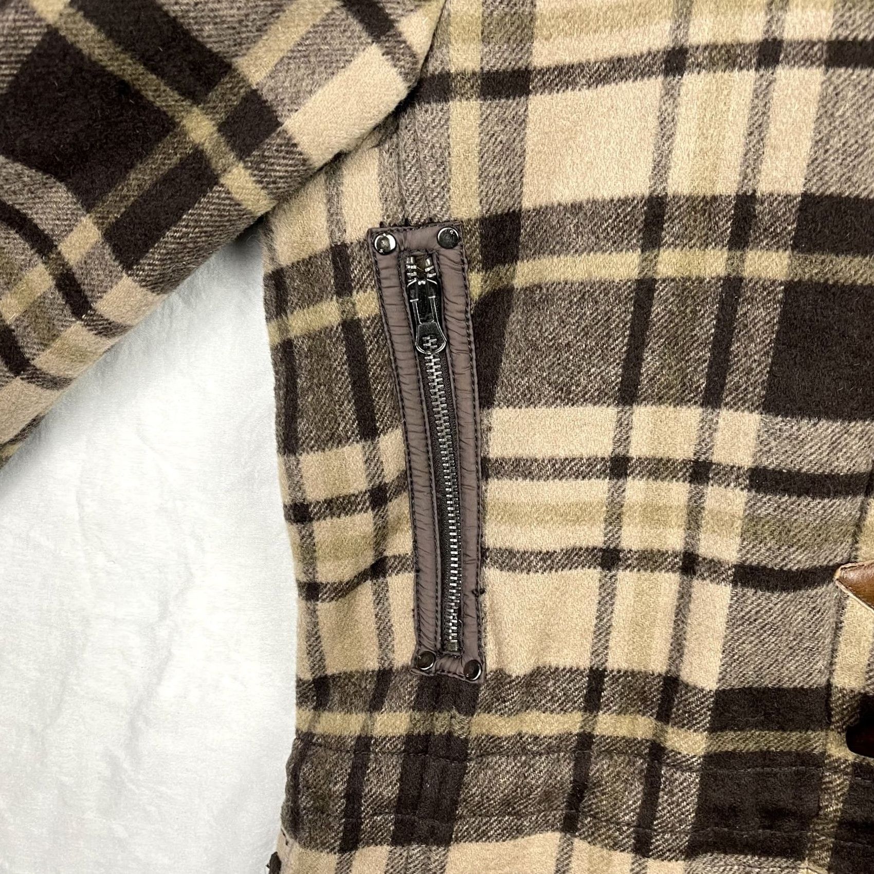 Vintage VINTAGE Triple Five Soul Duffle Coat Womens XL Brown Tan Plaid Wool Hooded Toggle Jacket Size XL / US 12-14 / IT 48-50 - 7 Thumbnail