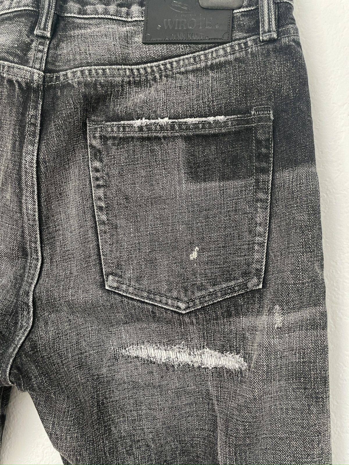 Japanese Brand × Vintage Wirote Distressed Selvedge Black Denim Jeans Size US 32 / EU 48 - 3 Thumbnail