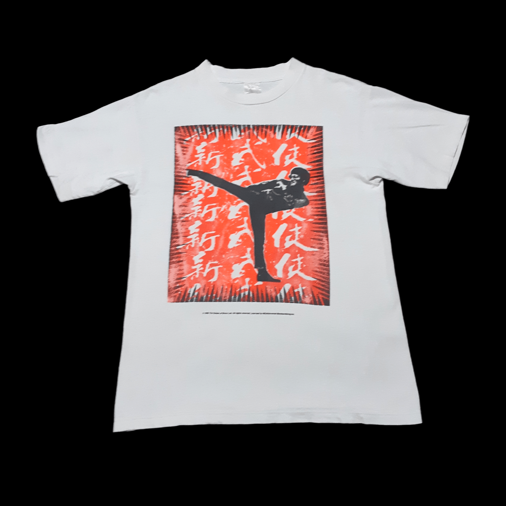 image of Vintage 90's Mosquitohead Bruce Lee T Shirt Original 1996 in White, Men's (Size Medium)