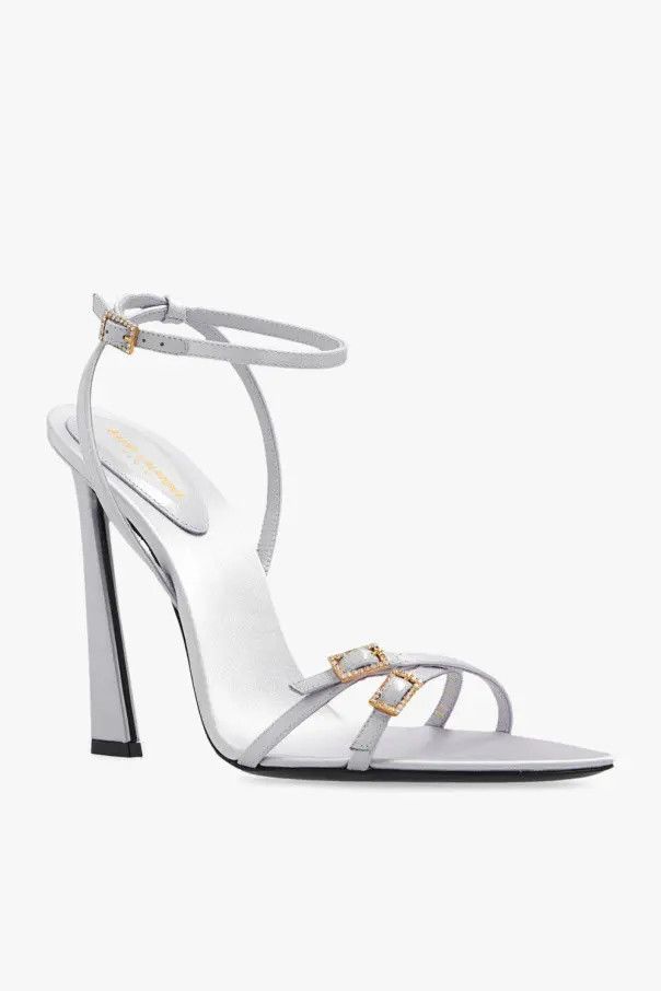 Saint Laurent Paris o1b1hav111224 Lila Sandals in Crepe Satin in Grey Size US 6 / IT 36 - 4 Thumbnail