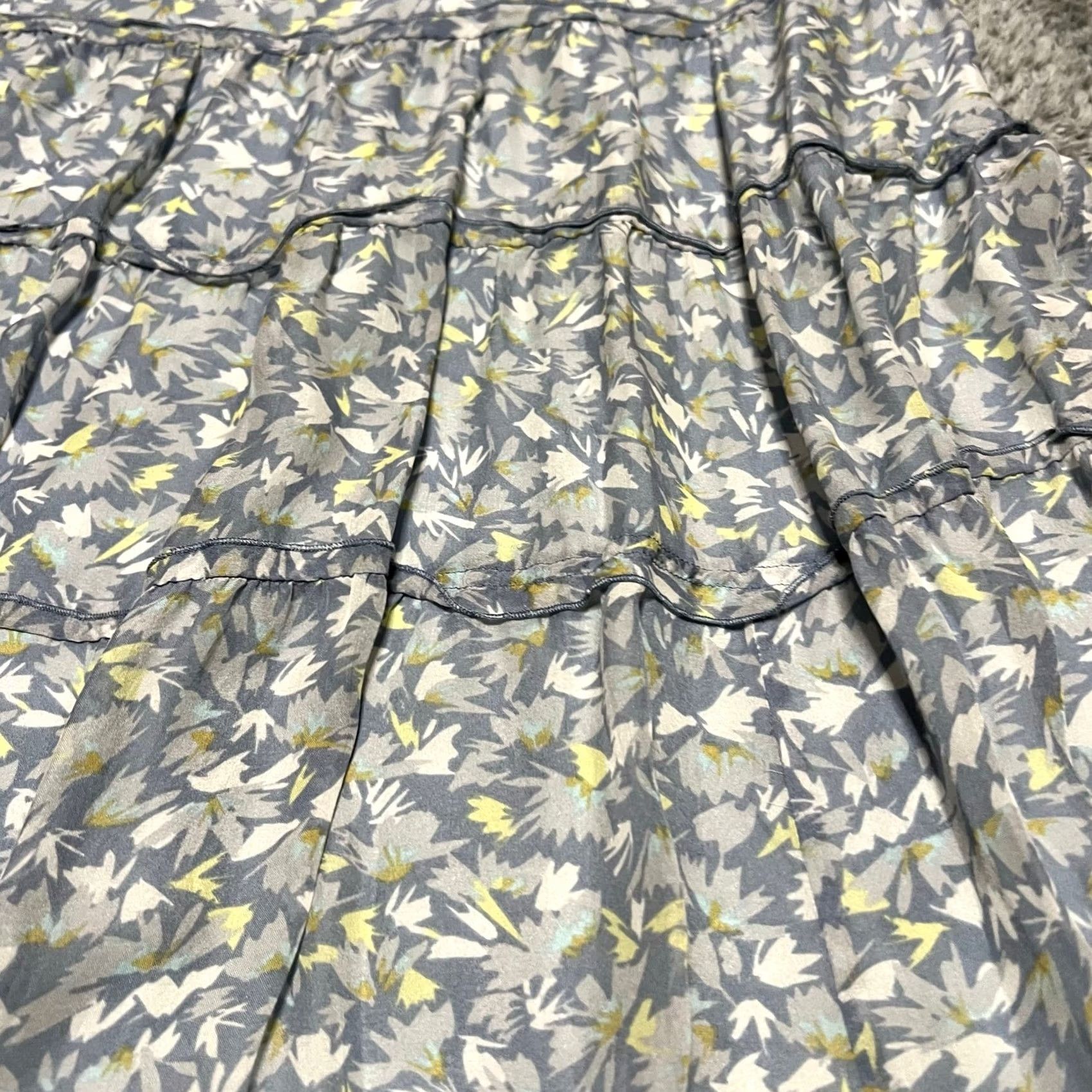 Vintage Sundance Maxi Skirt Women 12 Tiered Floral Silk Long Blue Lined Size 34" / US 12 / IT 48 - 2 Thumbnail