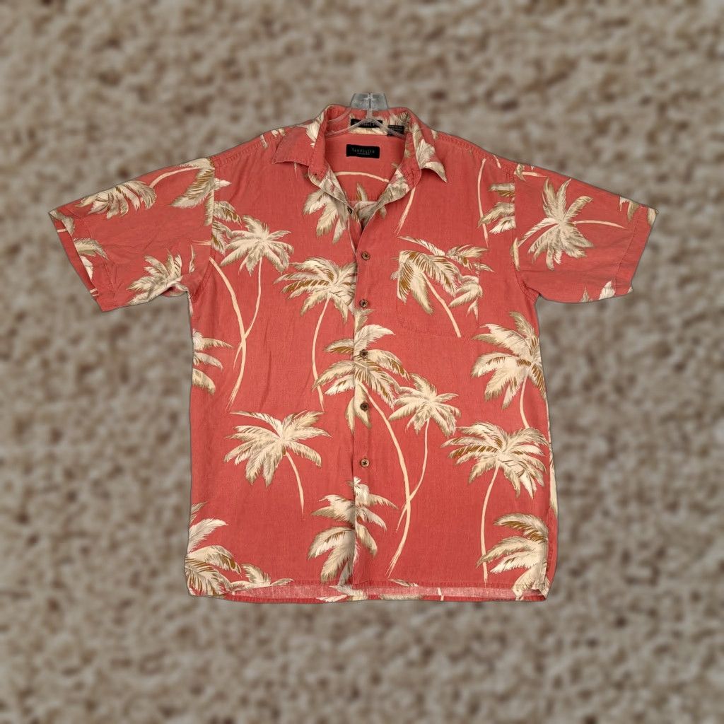 Van Heusen Van Heusen Shirt Adult Small Red Floral Palm Tree Button 100% Silk Hawaiian Size US S / EU 44-46 / 1 - 1 Thumbnail