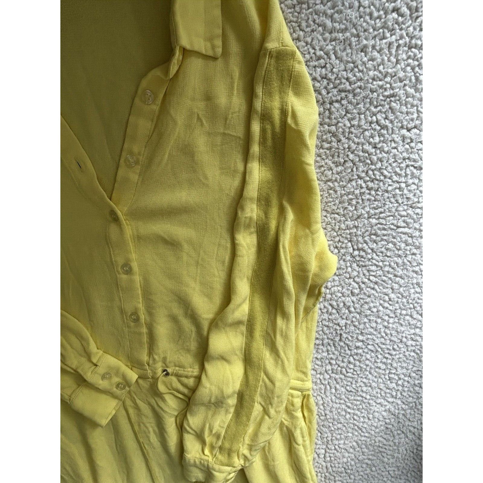 Sita Murt Yellow Linen Blend Button Front Drawstring Waist M
