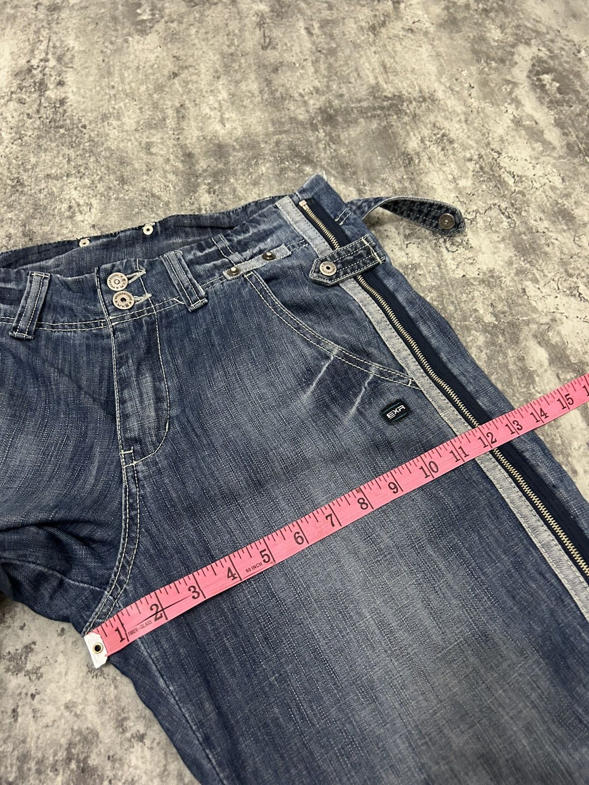 JNCO × Japanese Brand EXR baggy Full Zip jorts Denim Pants Size US 33 - 15 Thumbnail