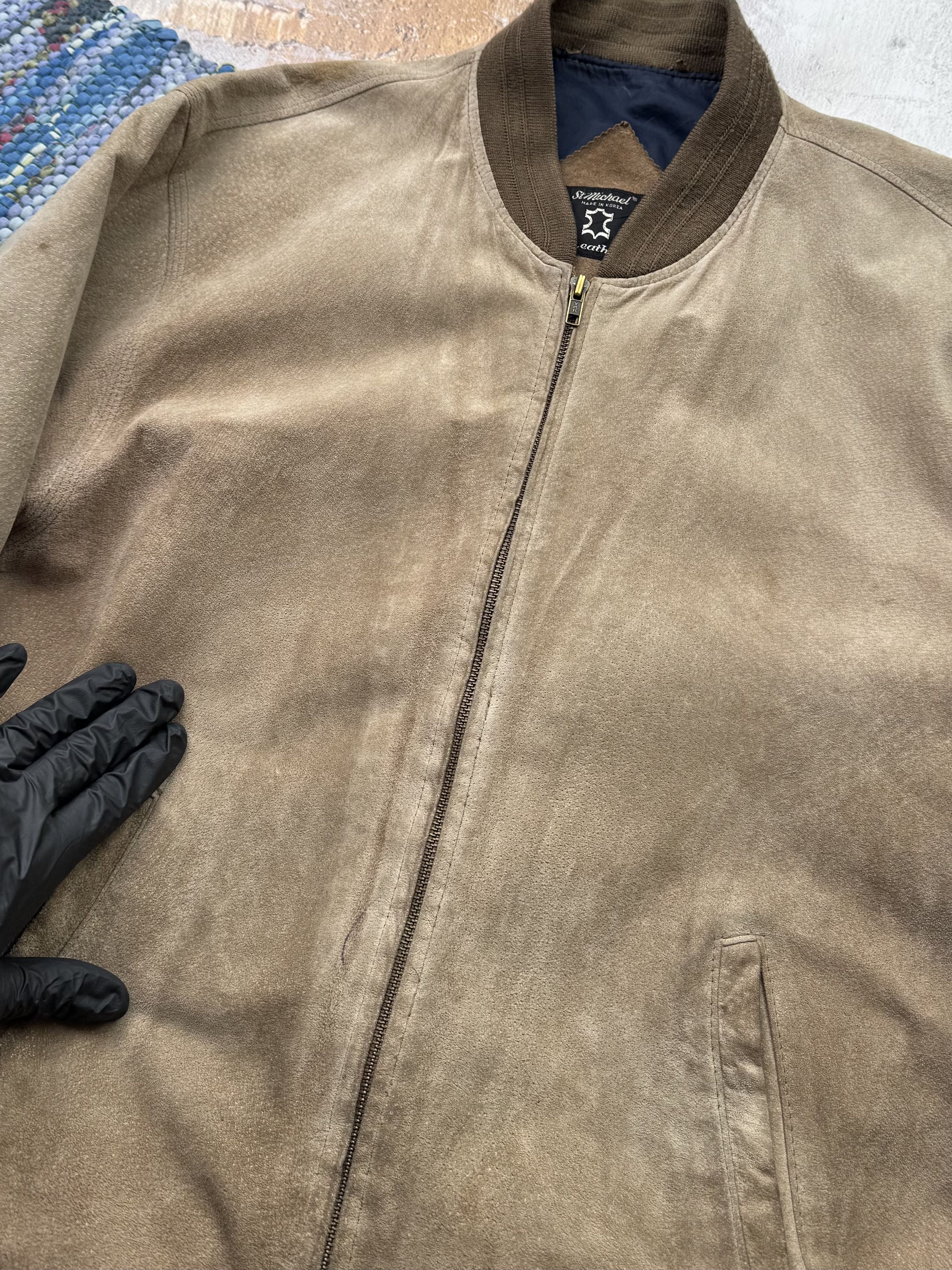 Japanese Brand Vintage Suede Leather Faded Bomber Jacket A576D15(224) Size US M / EU 48-50 / 2 - 5 Thumbnail