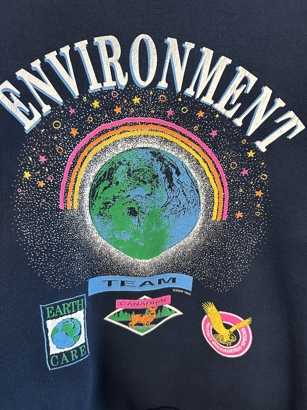Vintage Vintage 1990 CGW Canadian Environment Team Graphic Sweater Size US M / EU 48-50 / 2 - 2 Thumbnail