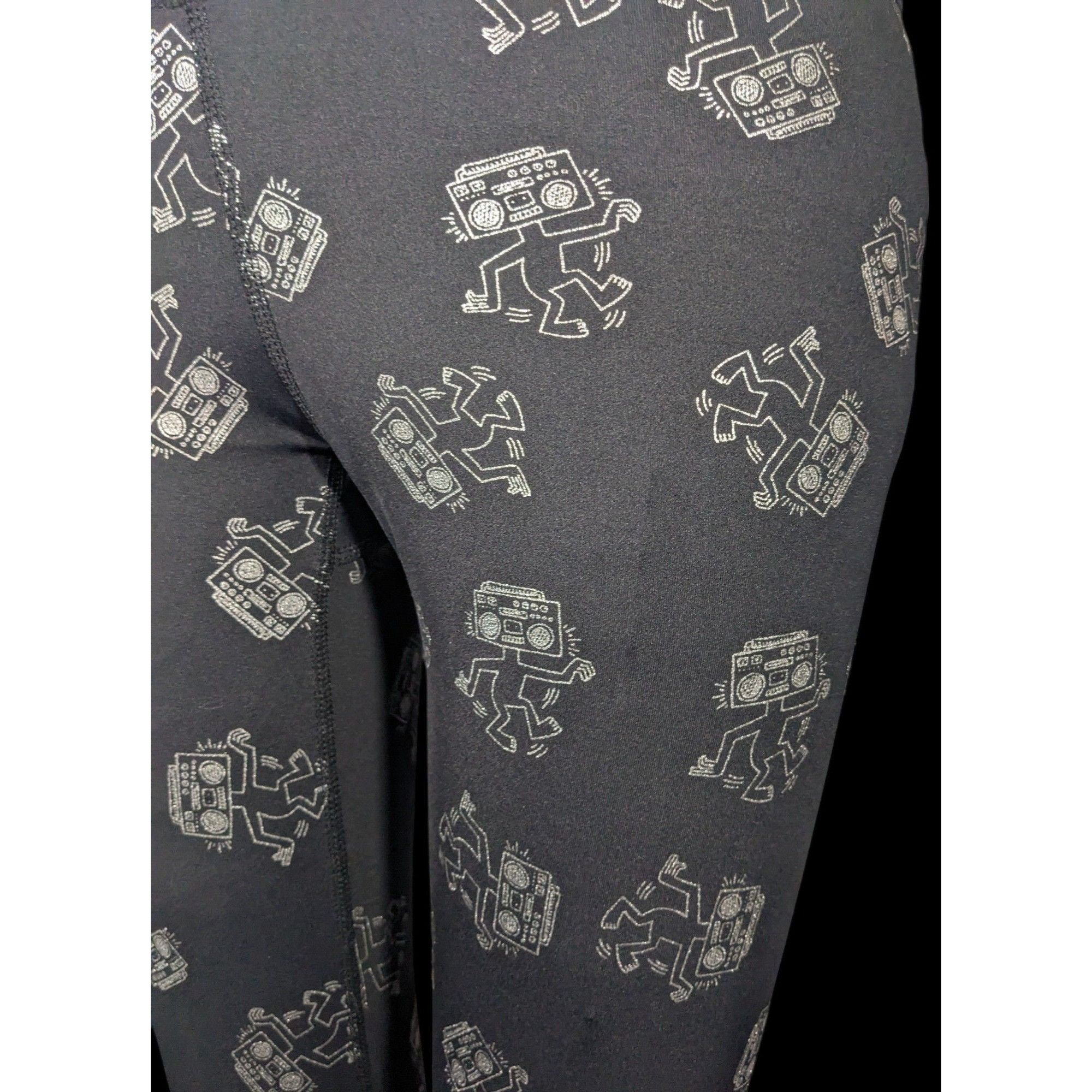 Keith Haring × Terez Terez x Keith Haring Black And Silver Robot Leggings Size XS Size 24" / US 00 / IT 34 - 3 Thumbnail