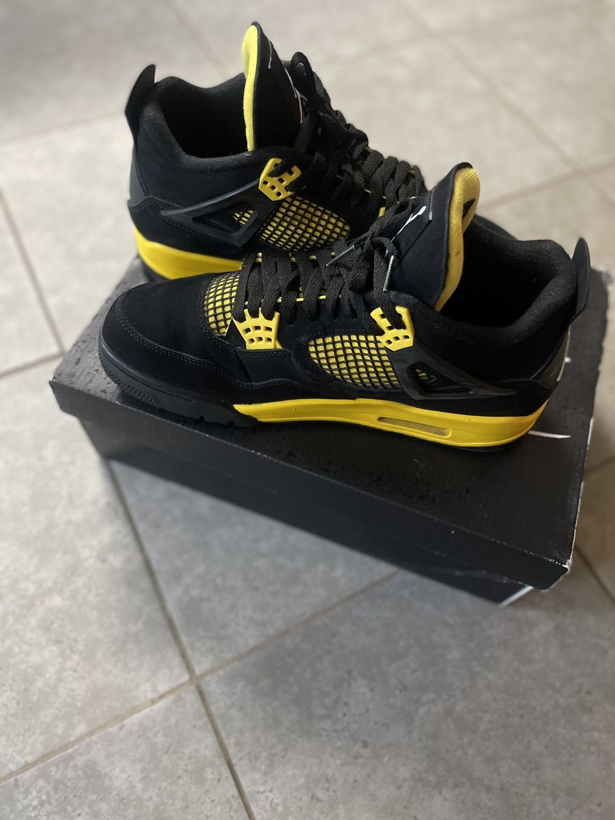 Jordan Brand Black and Yellow “Thunder” Jordan 4s Size US 9.5 / EU 42-43 - 6 Thumbnail