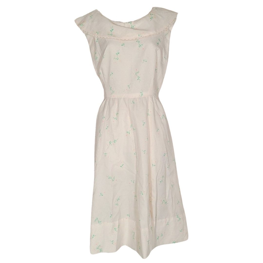 Handmade Vintage 60s handmade white floral print dress size medium Size M / US 6-8 / IT 42-44 - 9 Thumbnail