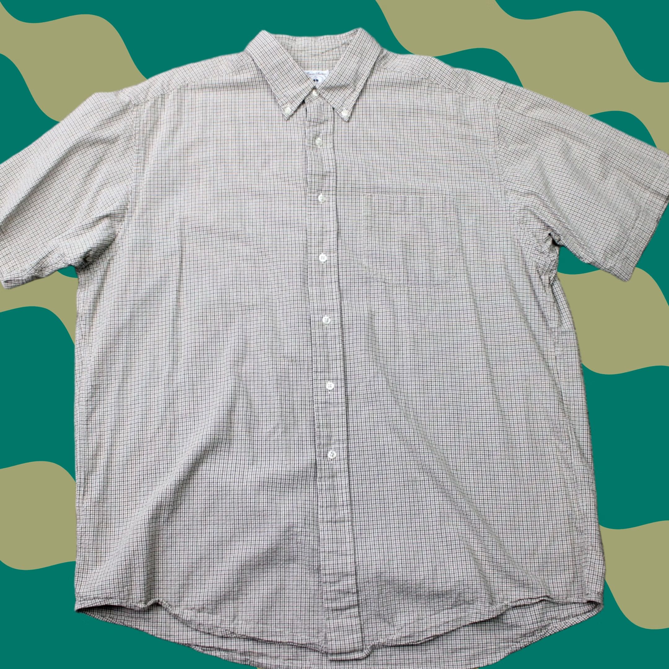 Brooks Brothers Brooks Brothers Sport Shirt Mens Large Beige/Black Cotton Short Sleeve Button-Up Shirt Size US L / EU 52-54 / 3 - 1 Thumbnail