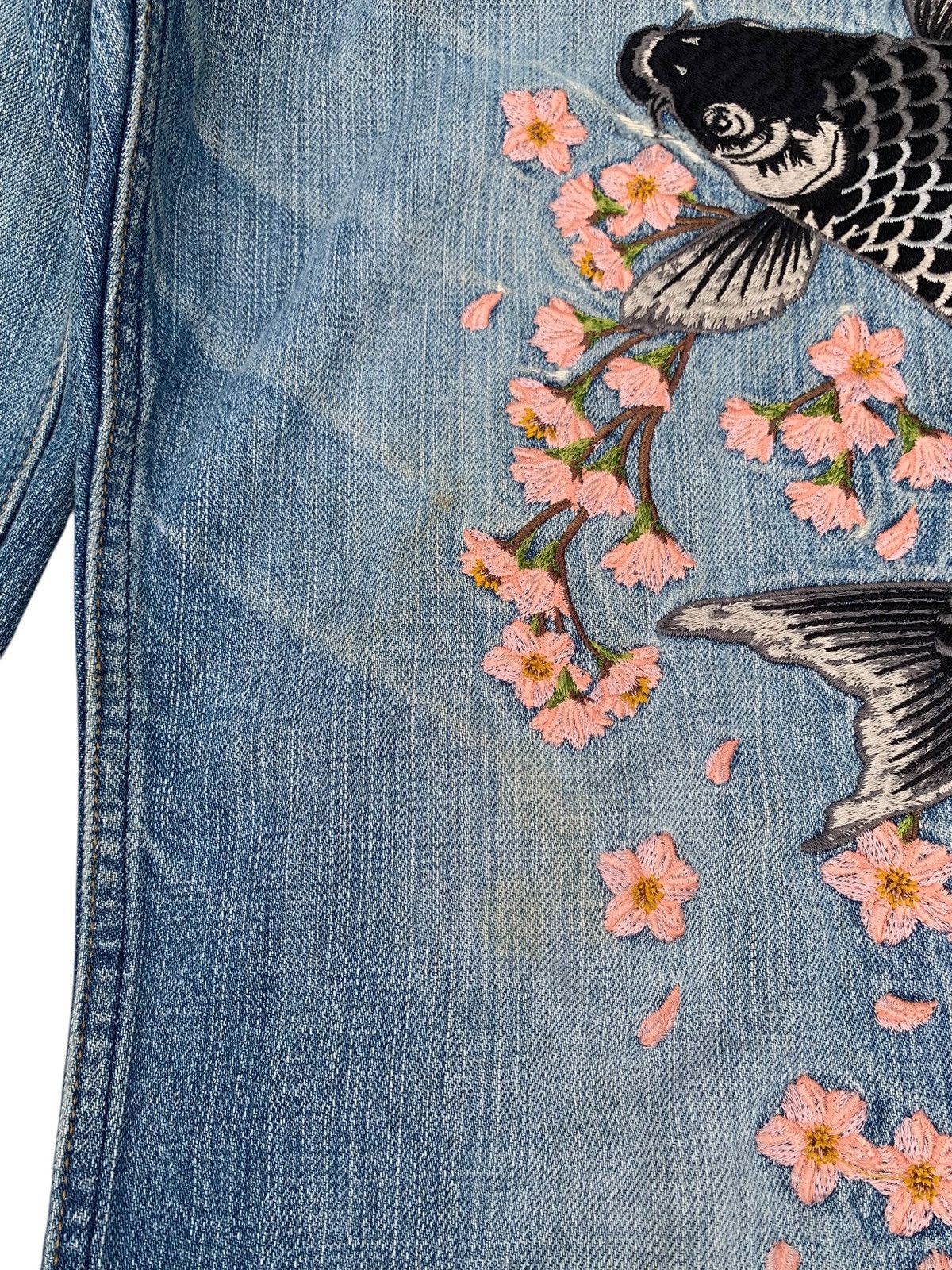 Kapital KARAKURI TAMASHI FISH KOI SAKURA EMBROIDERY DISTRESSED DENIM Size US 32 / EU 48 - 21 Thumbnail
