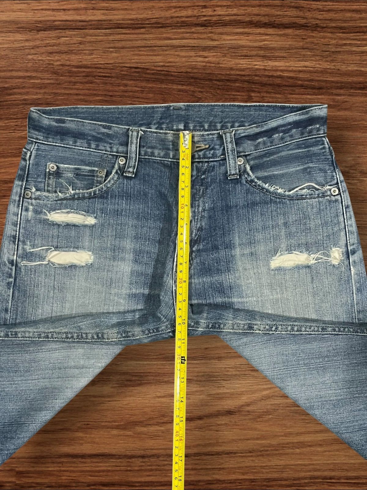 Japanese Brand × Uniqlo ⚡️Trashed⚡️Japanese Brand Uniqlo Broken Denim Blue Wash Jeans Size US 32 / EU 48 - 14 Thumbnail