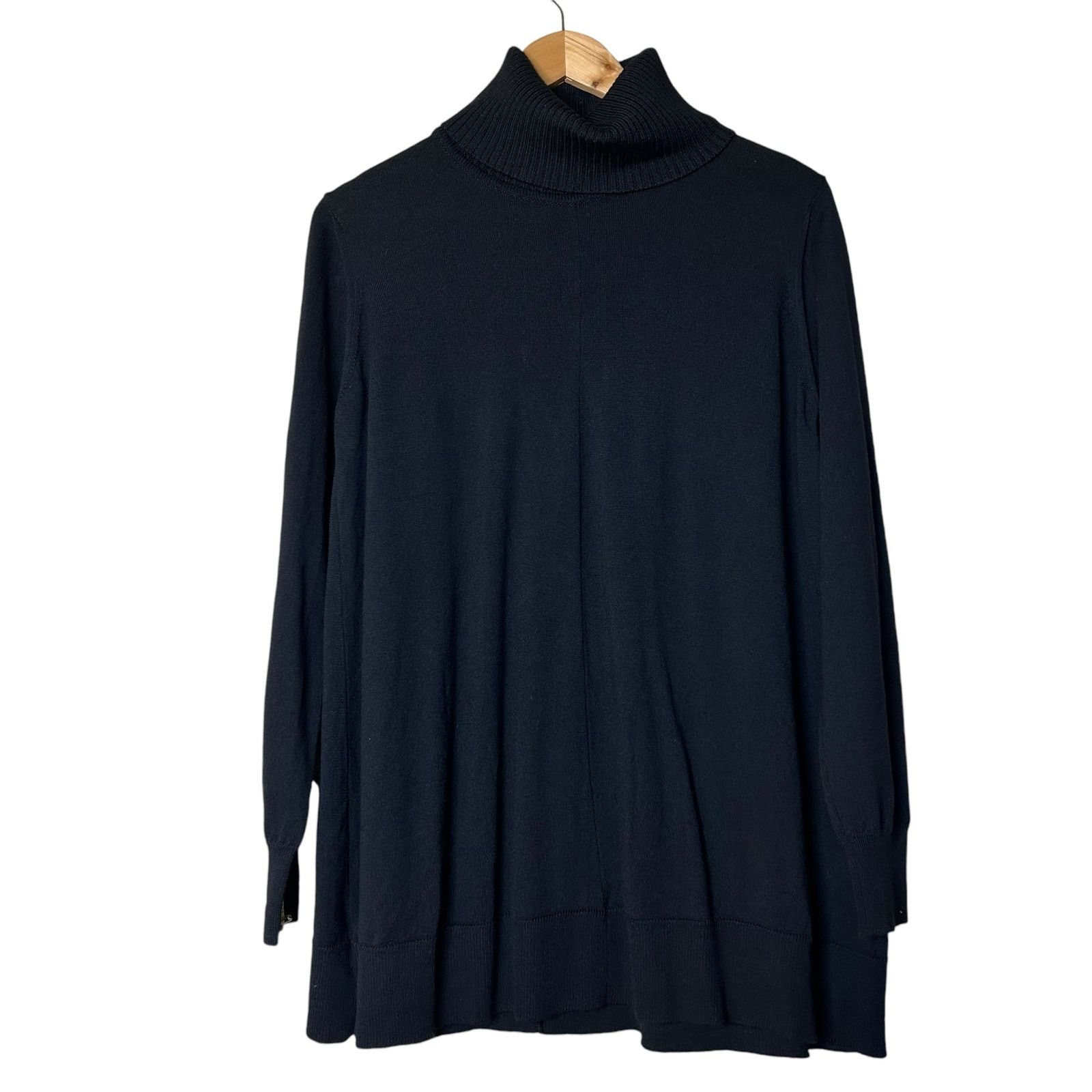 Alpha Studio Alpha Studio Sweater Merino Wool Black Turtleneck Sz 44/US L Size L / US 10 / IT 46 - 1 Thumbnail