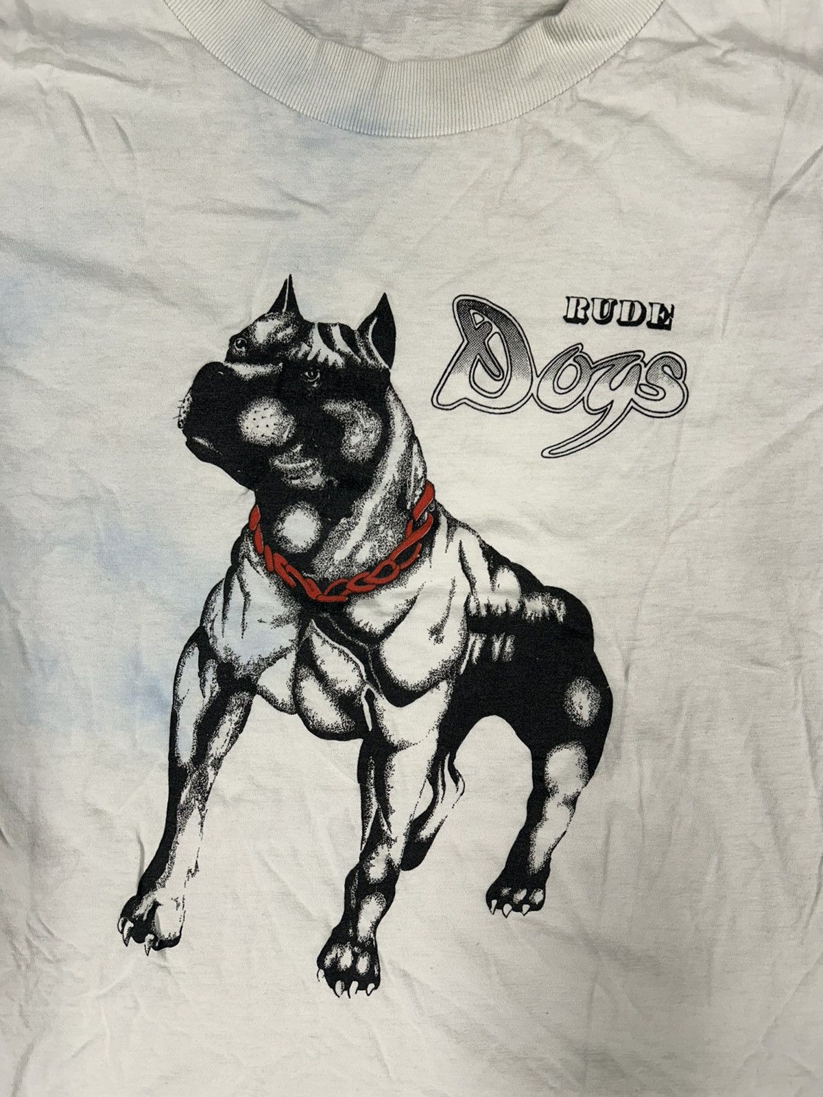 Big Dogs × Vintage Crazy Vintage Y2K Cyber Grunge Rude Dogs White Tee Shirt Size US M / EU 48-50 / 2 - 2 Thumbnail