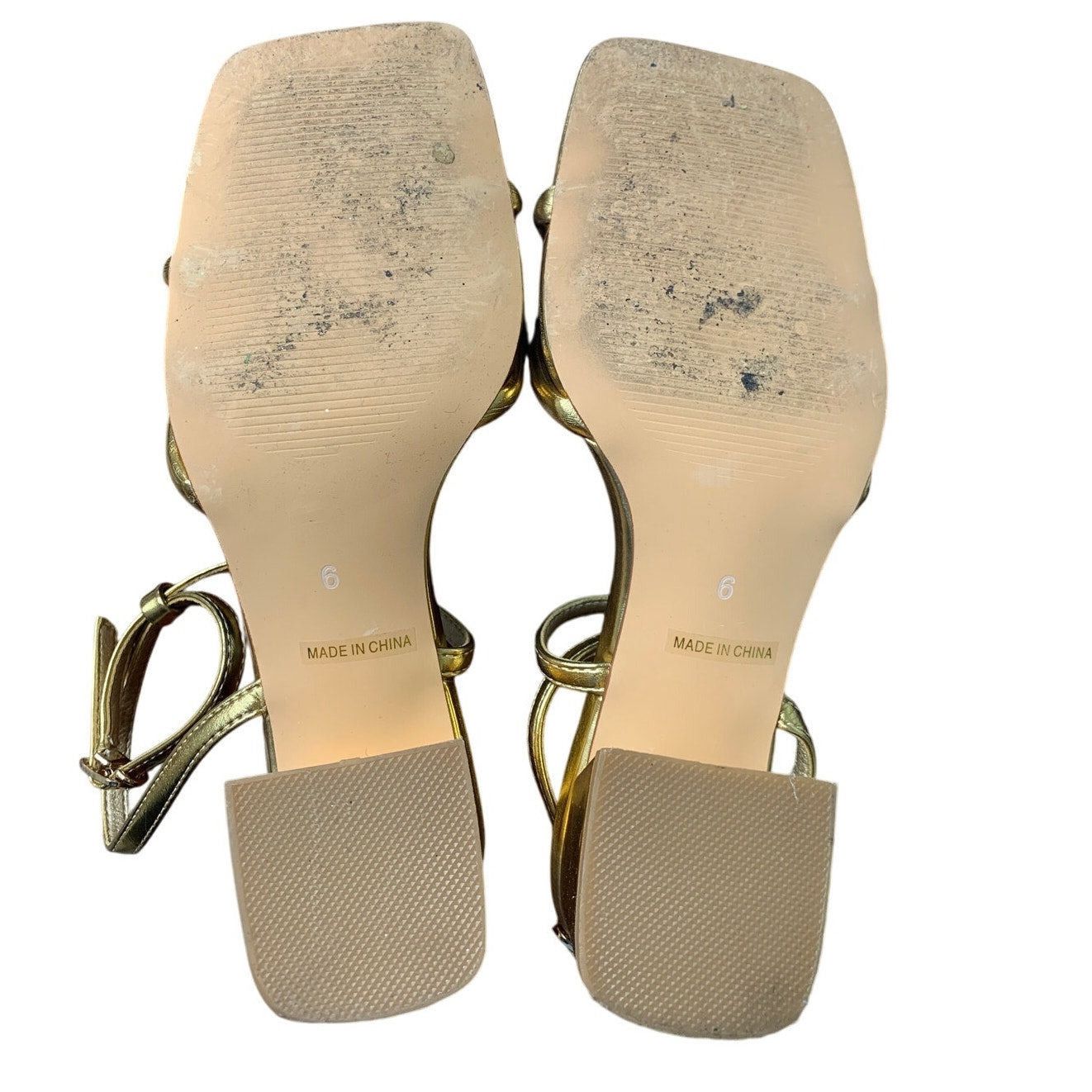 Other Teaieui Women's Gold Open Toe Block Heel Ankle Strap Sandals Size US 6 / IT 36 - 7 Thumbnail