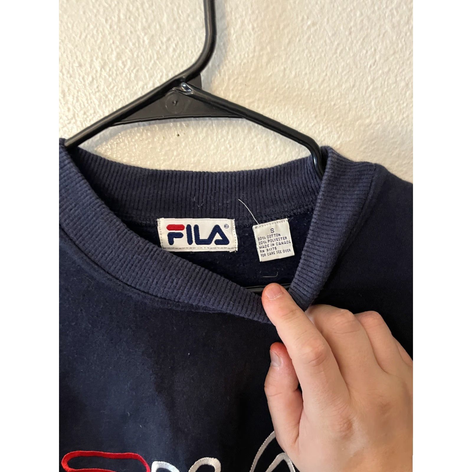 Fila FILA Shirt Mens S Blue Sweatshirt Pullover Long Sleeve Logo Embroidered Crew Neck Cotton Blend Sweatshirt Men Regular Fit Vintage: No Decade: N/A Size US S / EU 44-46 / 1 - 2 Thumbnail