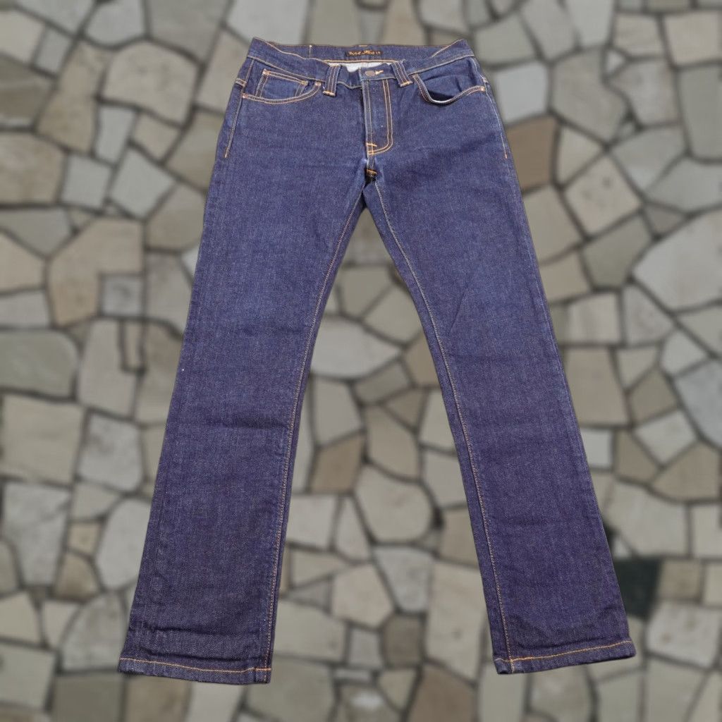 Nudie Jeans Mens 31x32 Blue Denim Slim Straight Dark Wash Flex Made In Italy Jeans Straight Slim 31 32 Men Blue Denim