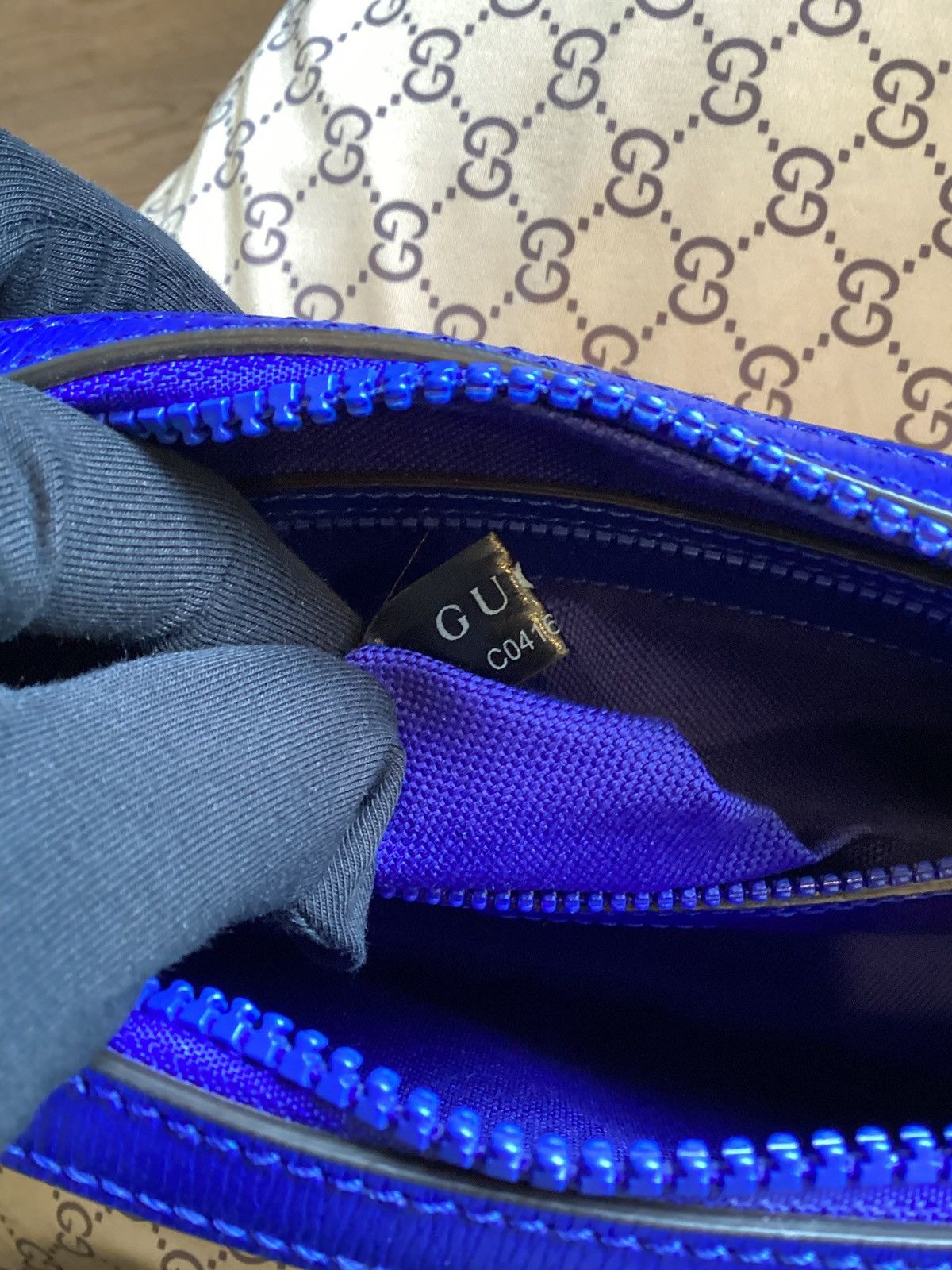Gucci Gucci Blue Leather Graphic Crossbody Bag Size ONE SIZE - 6 Thumbnail