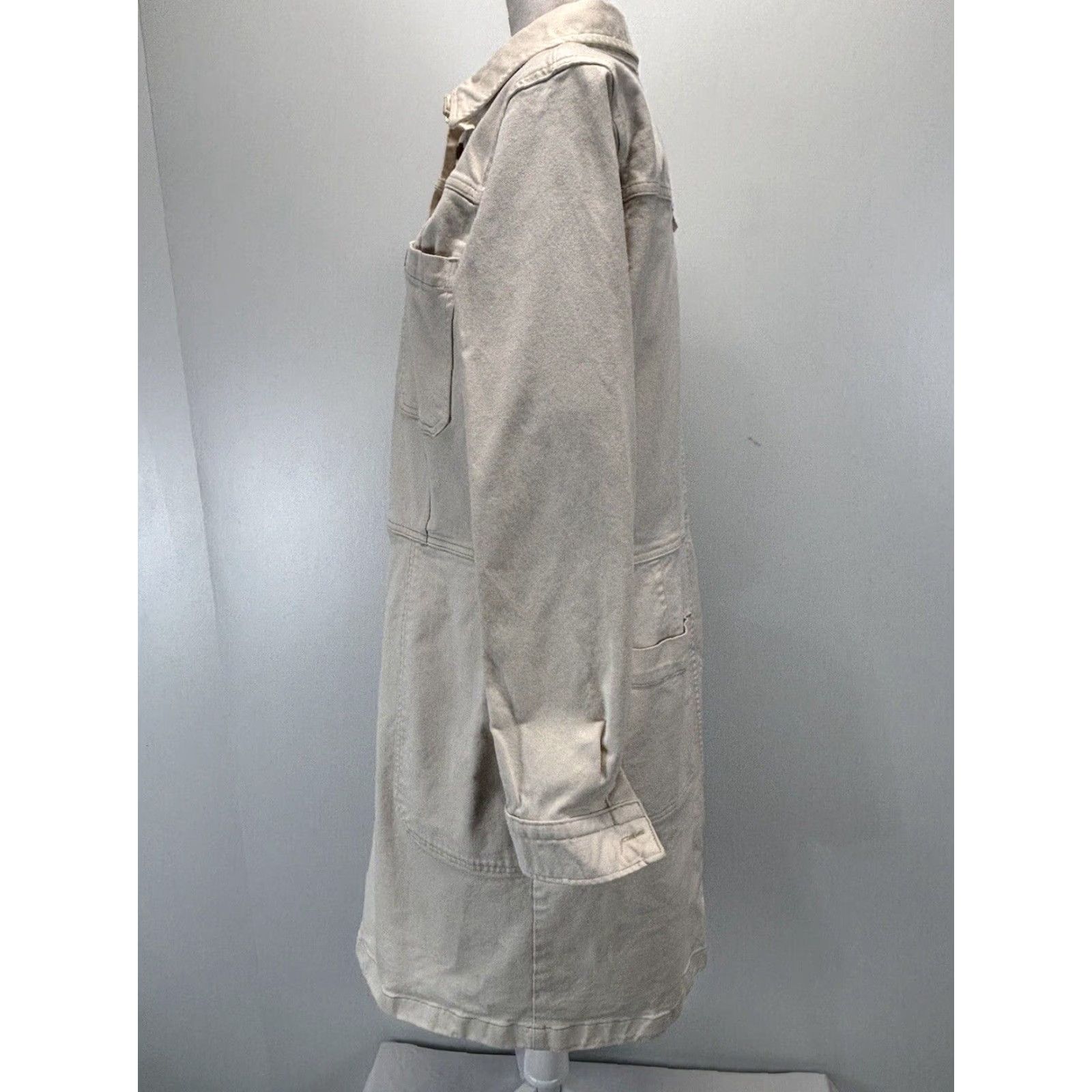 Duluth Trading Company Duluth Trading Co Shirt Dress Ivory Denim Long Sleeve Large Pockets Casual Womens Size 36" / US 14 / IT 50 - 2 Thumbnail