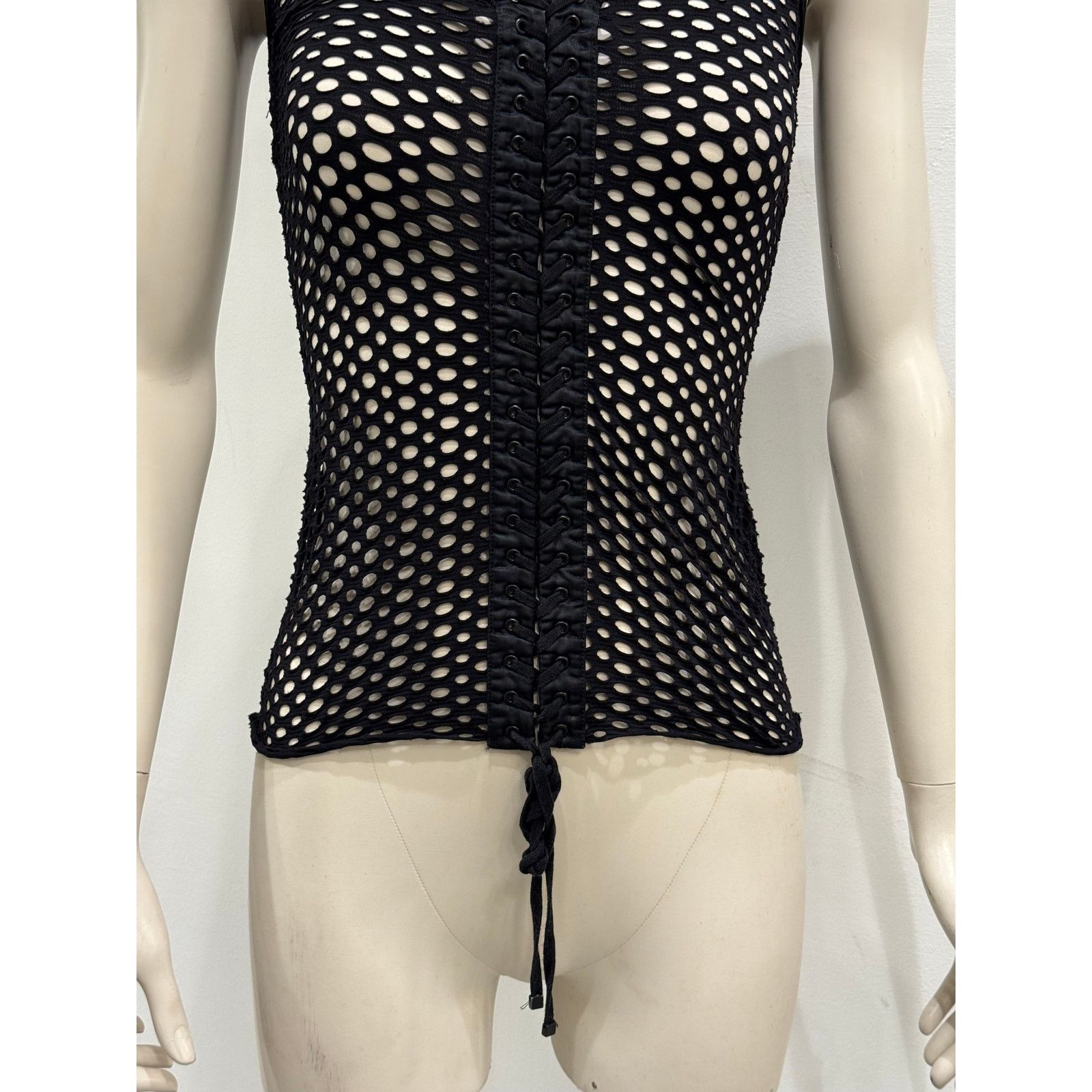 Dolce & Gabbana S/S2003 Dolce & Gabbana fishnet bondage lace-up tank top Size XS / US 0-2 / IT 36-38 - 5 Thumbnail