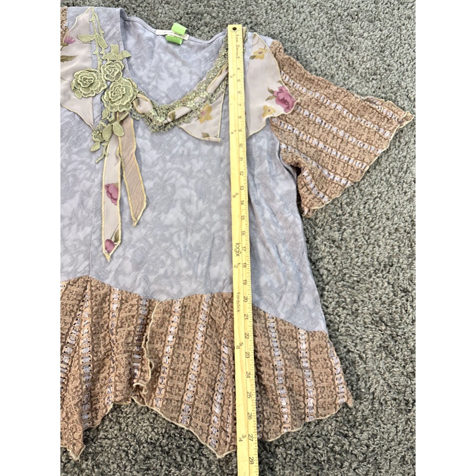 ALEXIS VTG Spencer Alexis Blouse Shirt Womens 10 Purple Floral Lace Boho Fairy 90s V-Neck Kimono Sleeve Chiffon Size L / US 10 / IT 46 - 2 Thumbnail