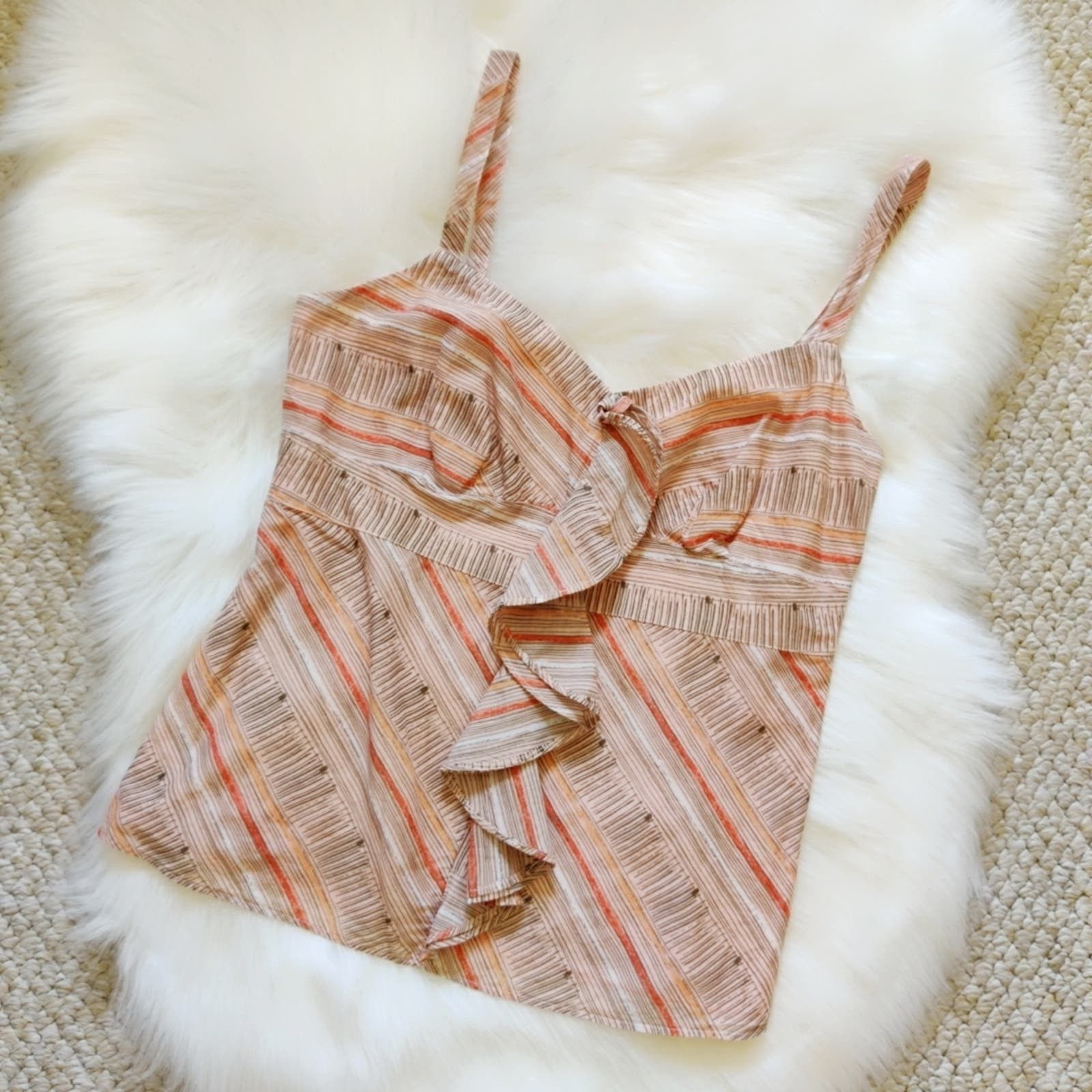 Loft Ann Taylor LOFT ruffle cotton tank top sz 2P Size XS / US 0-2 / IT 36-38 - 3 Thumbnail